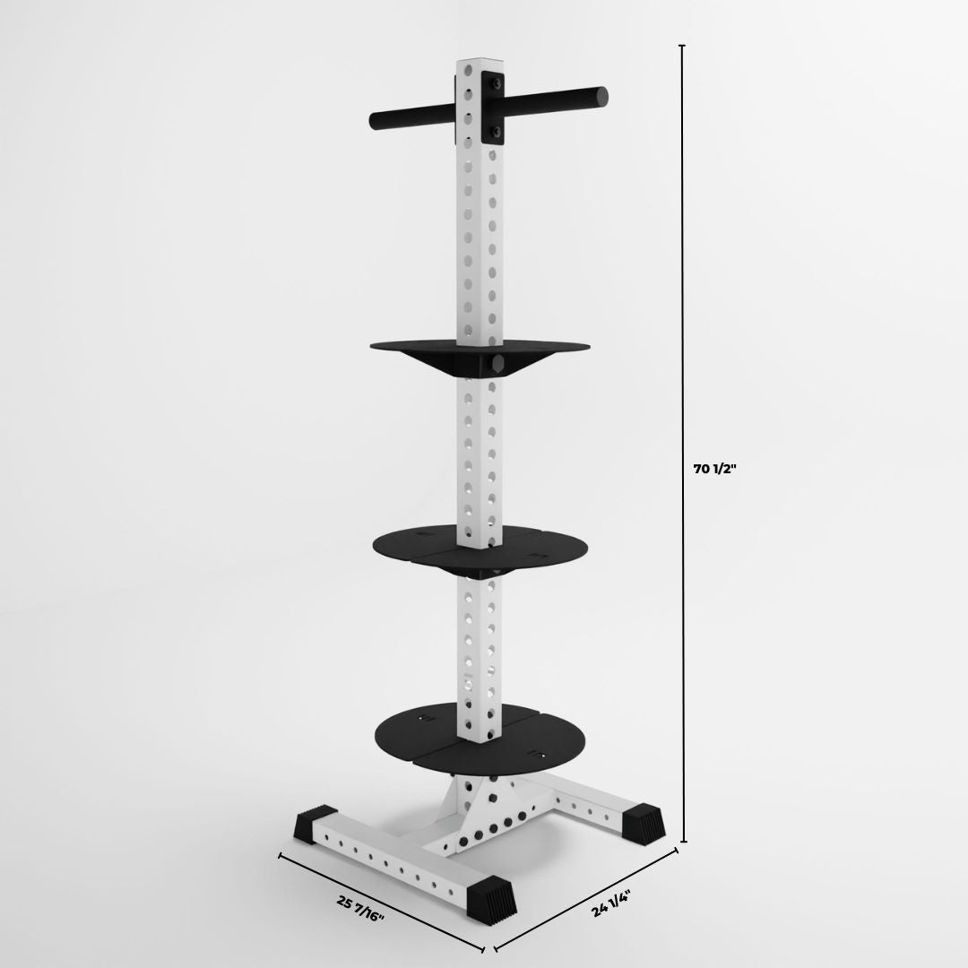 white delta pk vertical hybrid weight plate and kettlebell storage rack dimensions