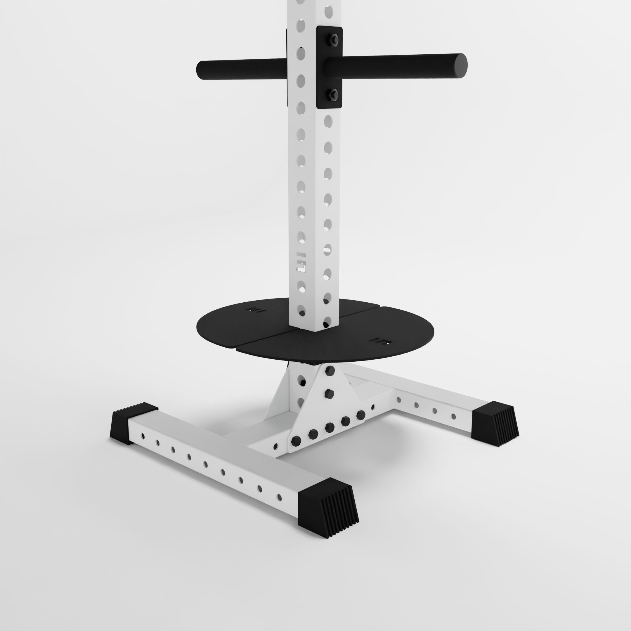 white delta pk vertical hybrid weight plate and kettlebell storage rack base