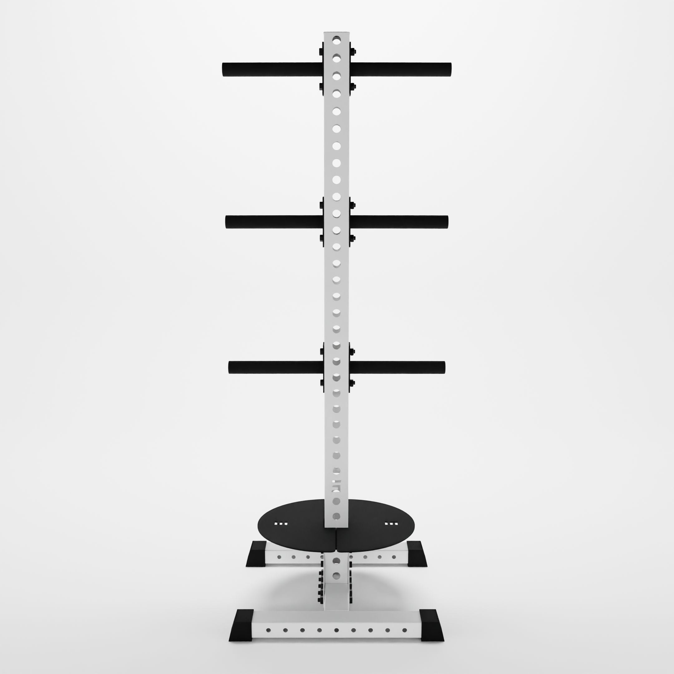 white delta pk vertical hybrid weight plate and kettlebell storage rack