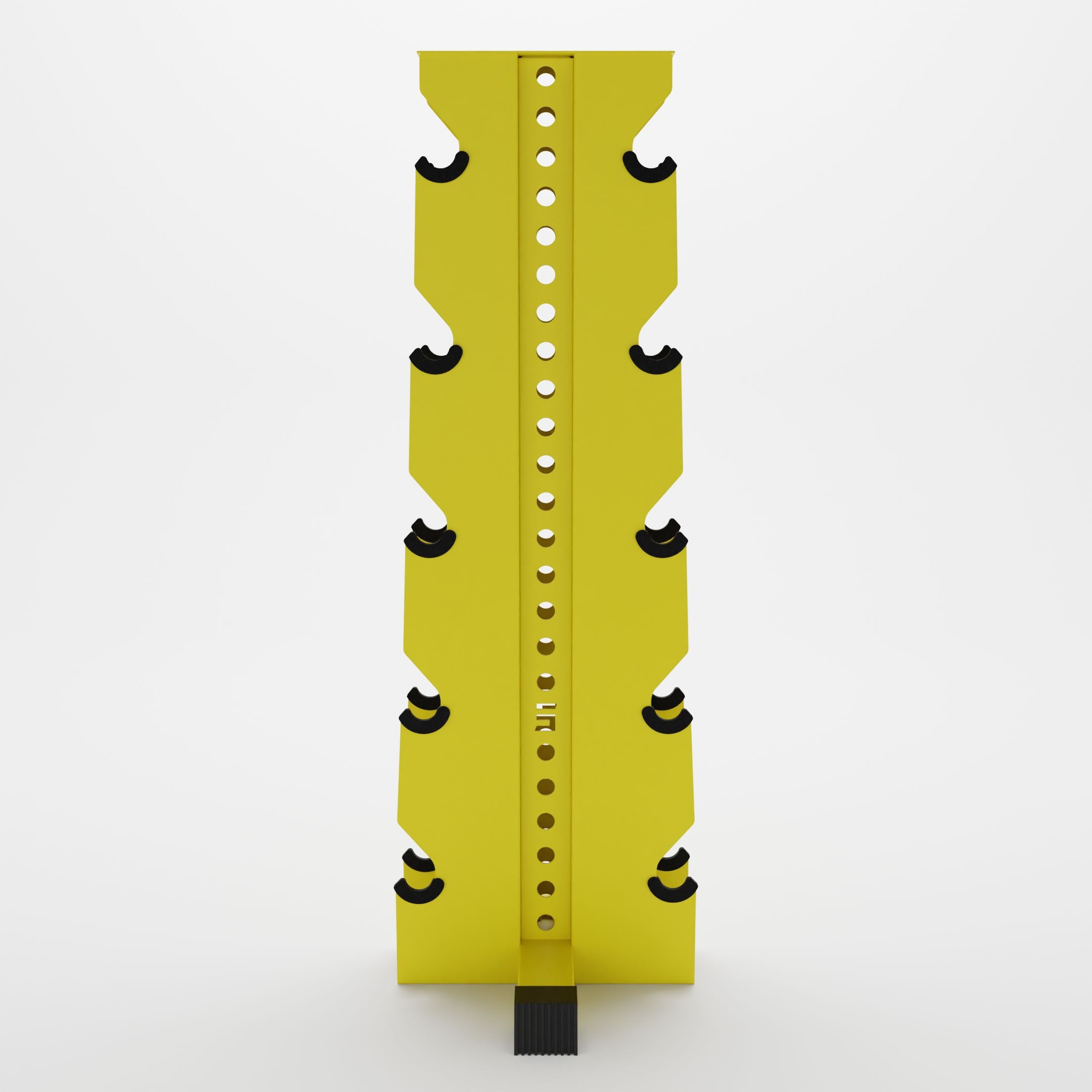 yellow alpha elite vertical dumbbell storage rack