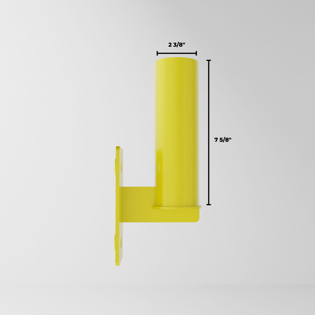 yellow barbell holder attachment for a 3x3 upright dimensions