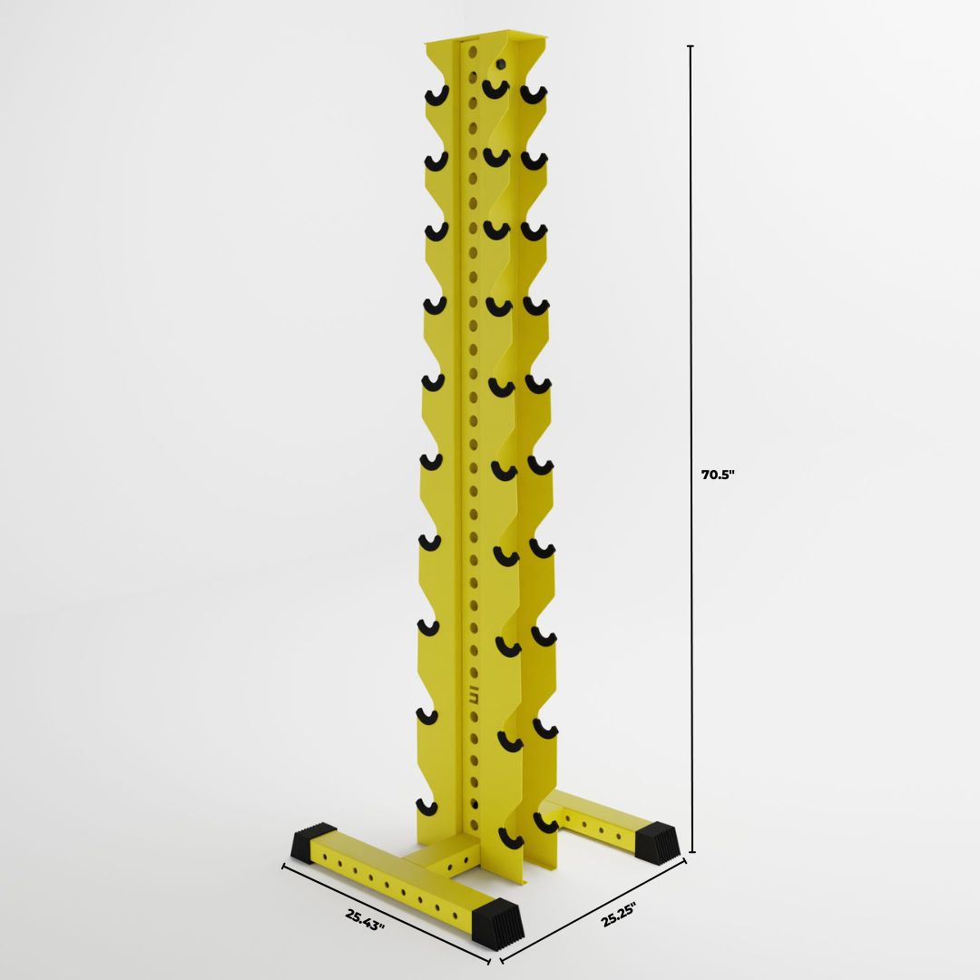 yellow delta 10-tier vertical dumbbell storage rack dimensions