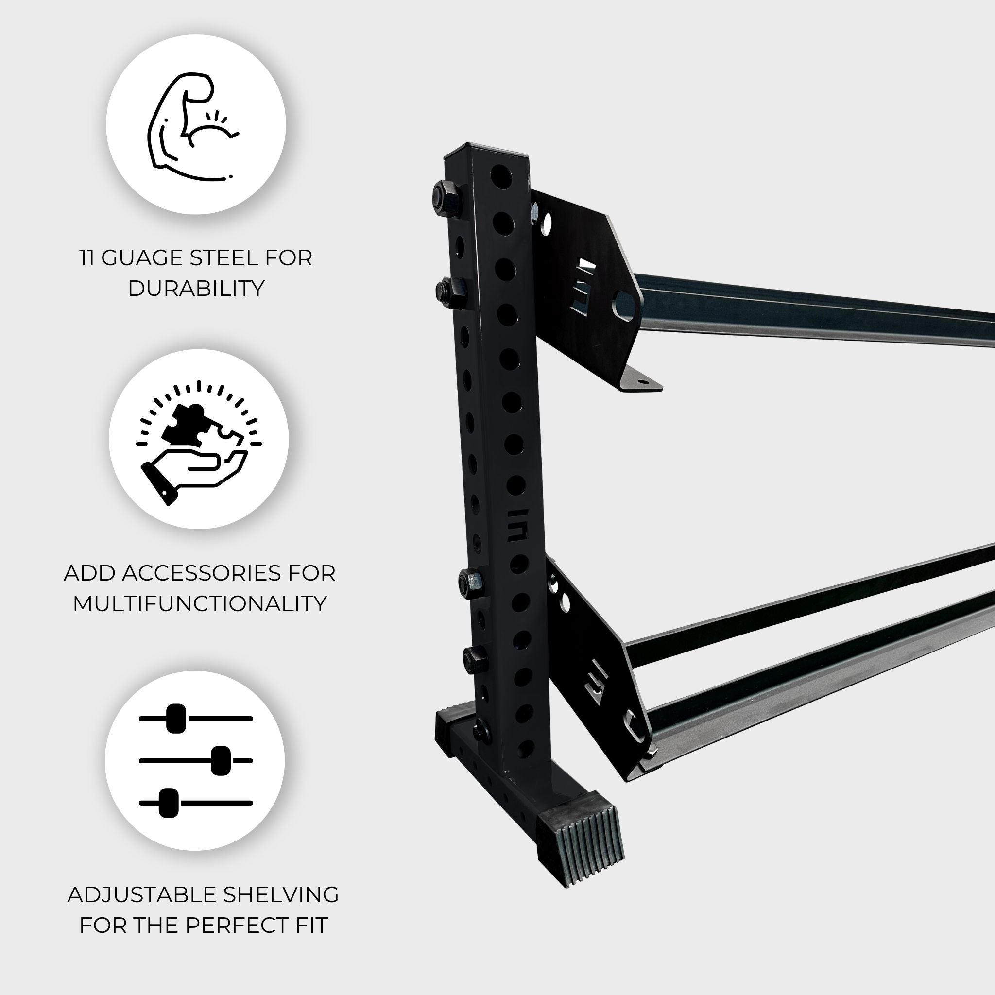 Modular Horizontal Rack for Dumbbells, Plates, & Kettlebells