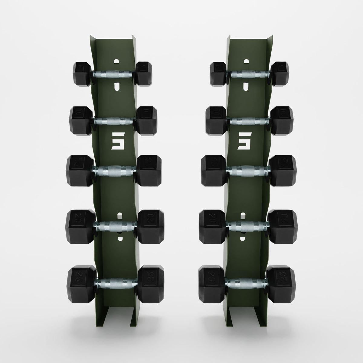 Bravo 5-Tier Vertical Dumbbell Wall Mount, Military Green