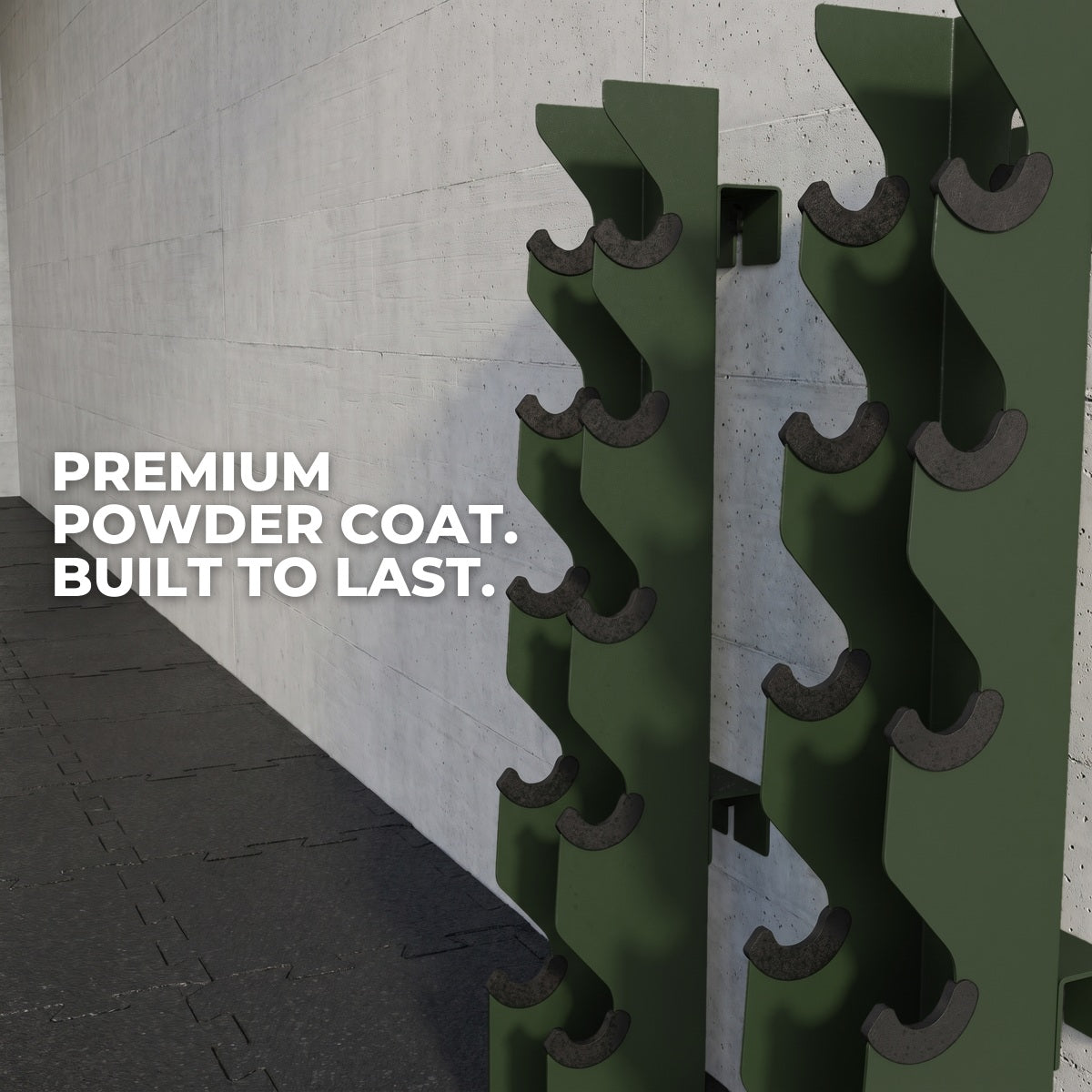 Premium powder coat with rubber saddles