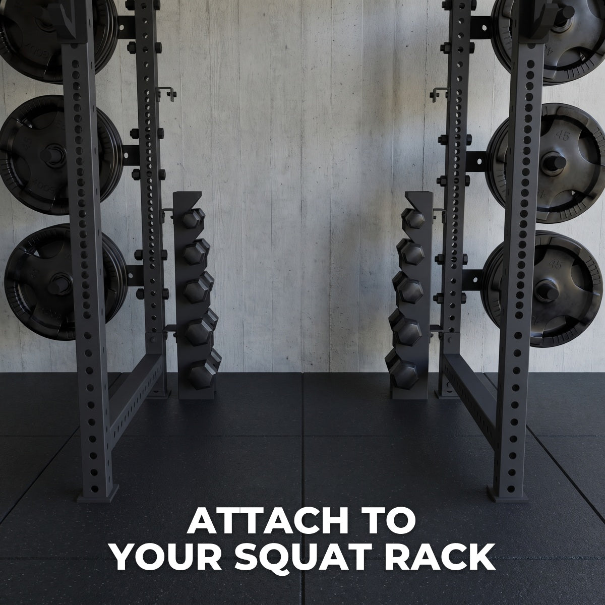 Bravo mounts attached to a squat rack