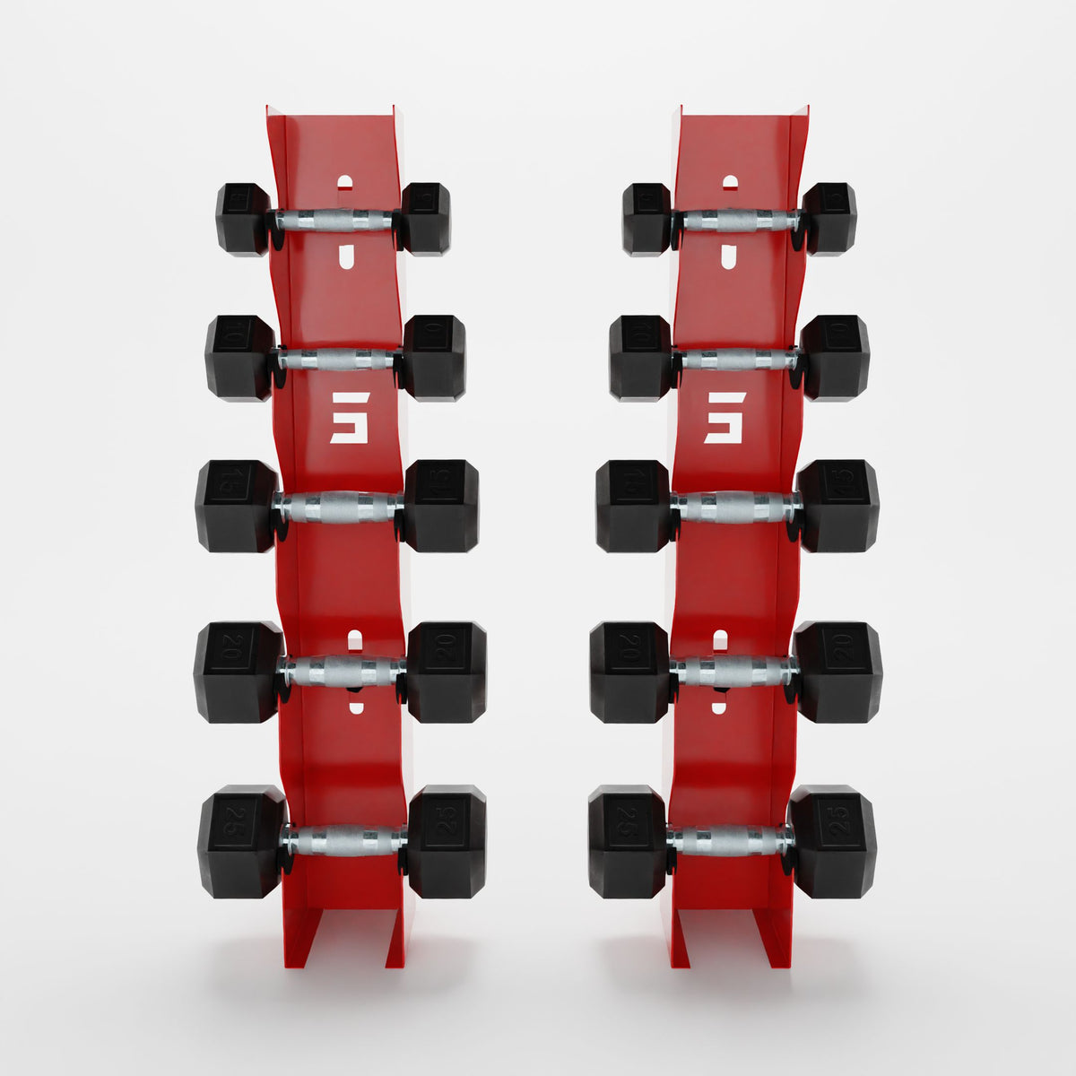 Bravo 5-Tier Vertical Dumbbell Wall Mount, Red