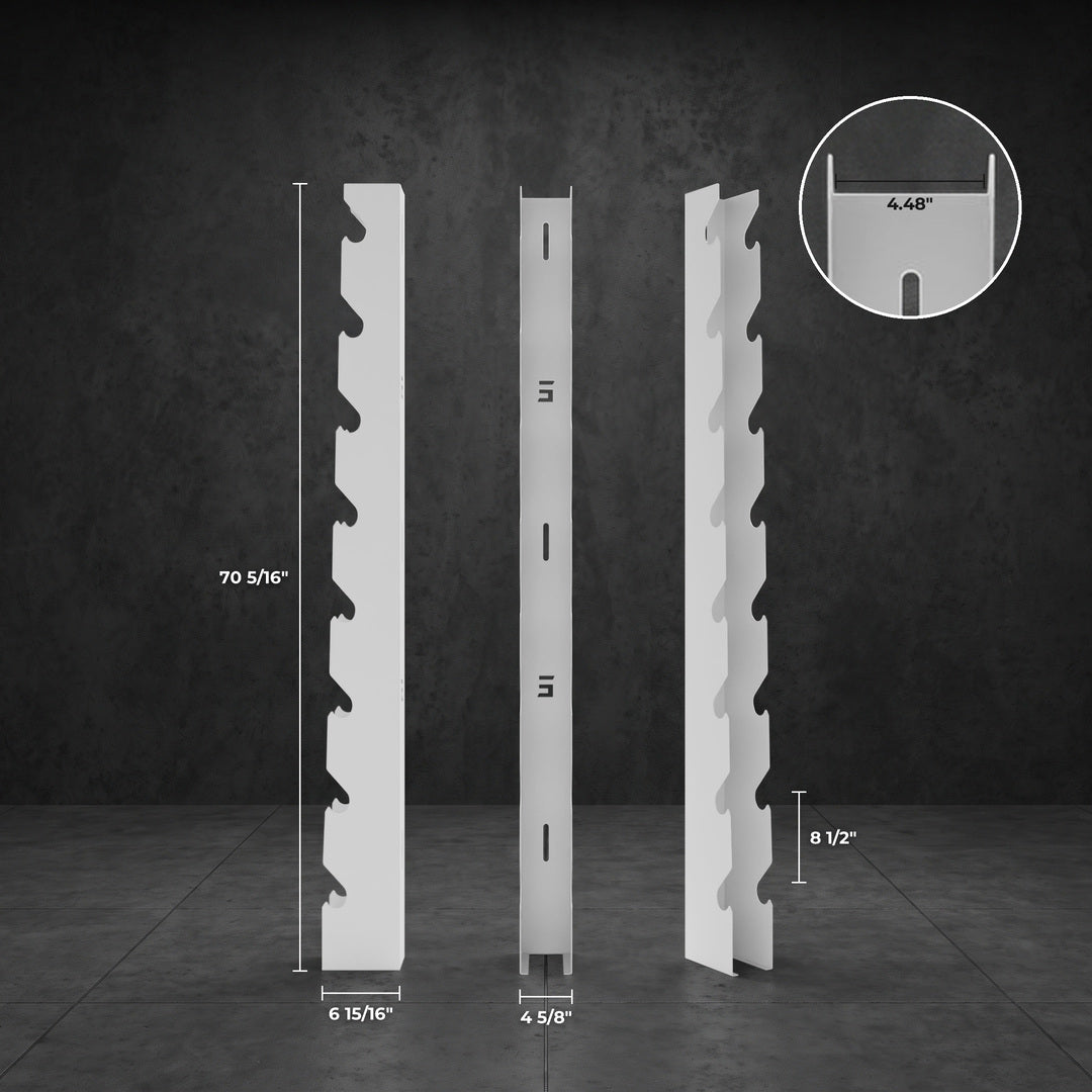 Delta Elite wall mount dimensions: 70 5/16 x 4 5/8 x 6 15/16 inches, 8 1/2 inch tier spacing