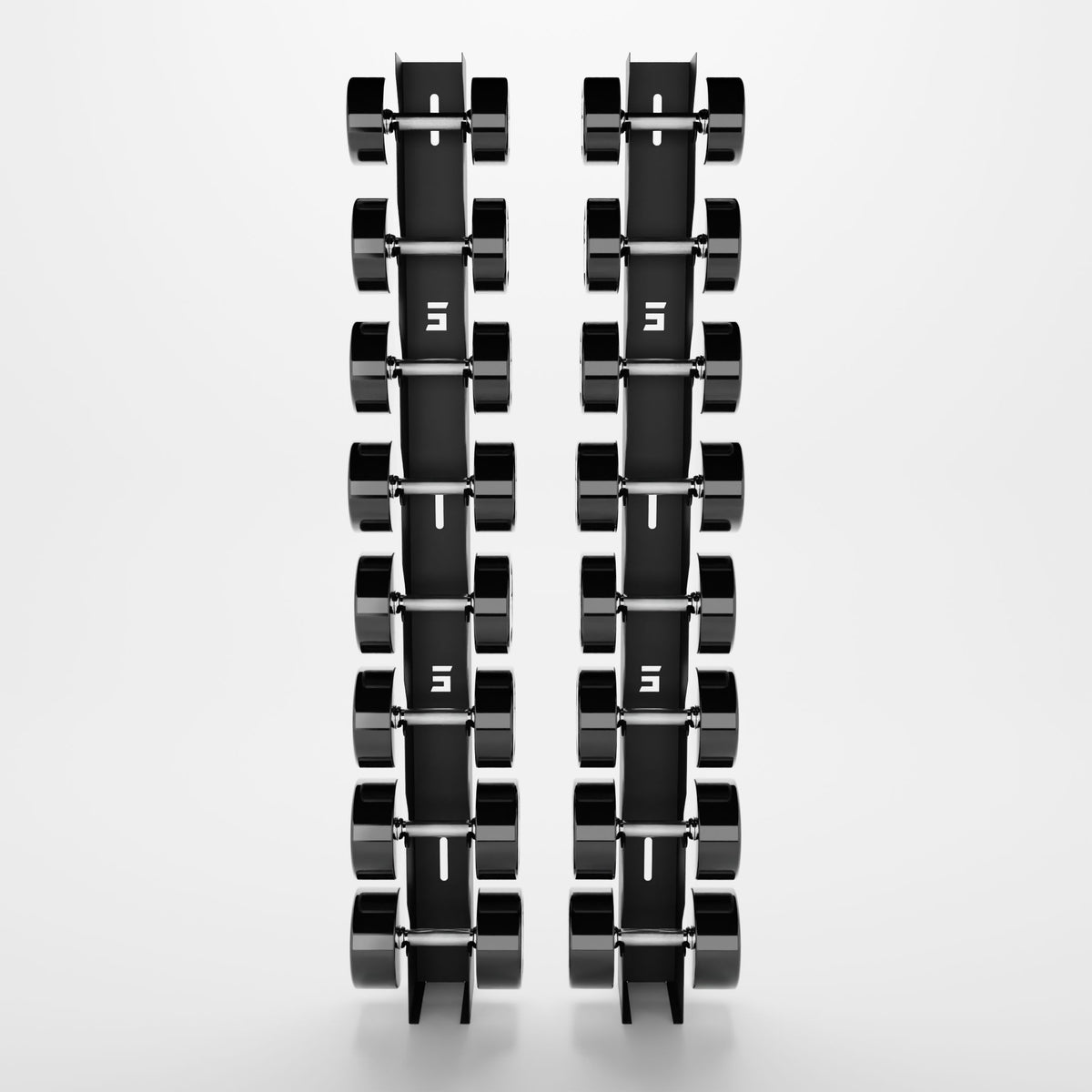 Delta Elite 8-tier wall mount in Synergy Grey with InTek round dumbbells