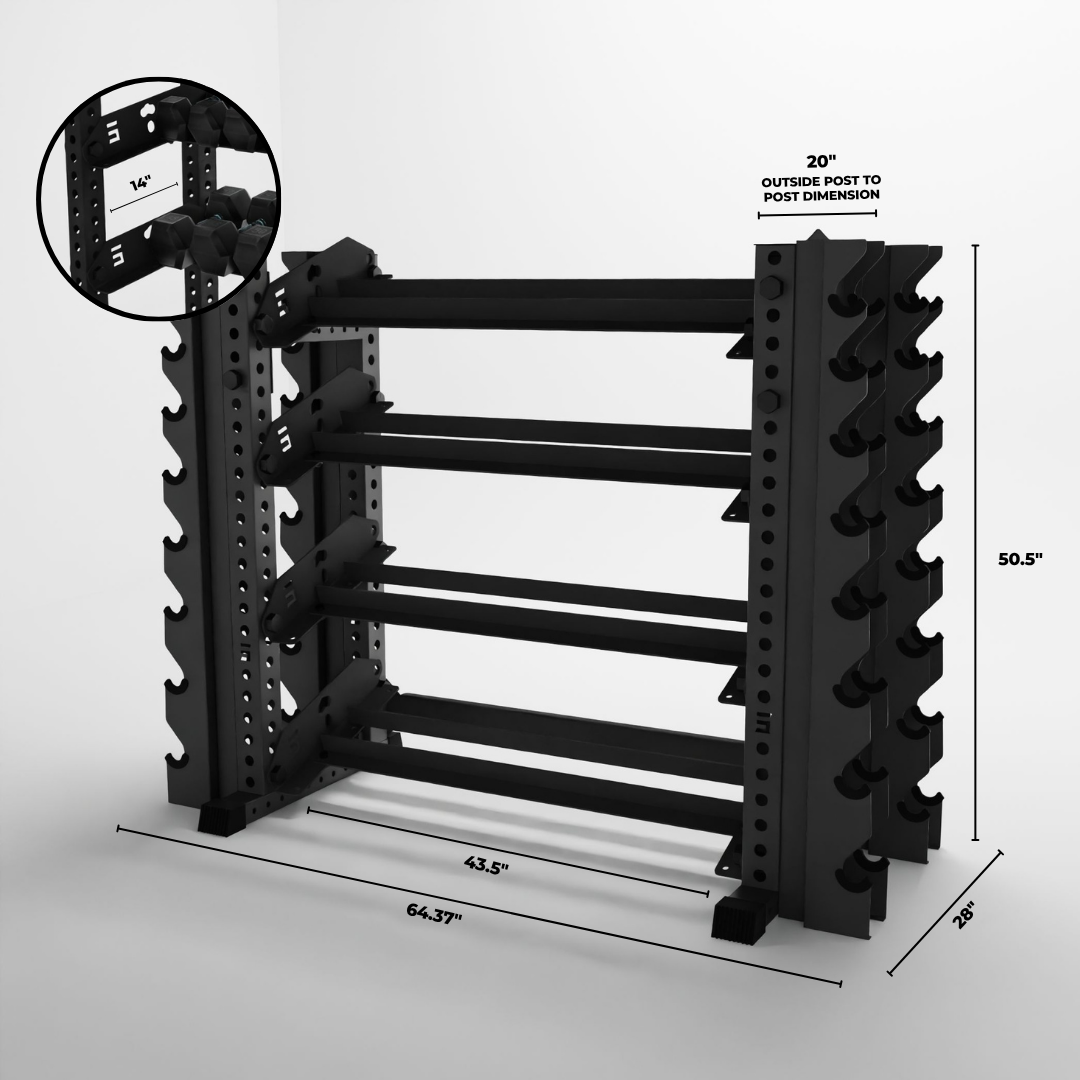 Alpha | 4-Tier Horizontal Rack | Double-Post