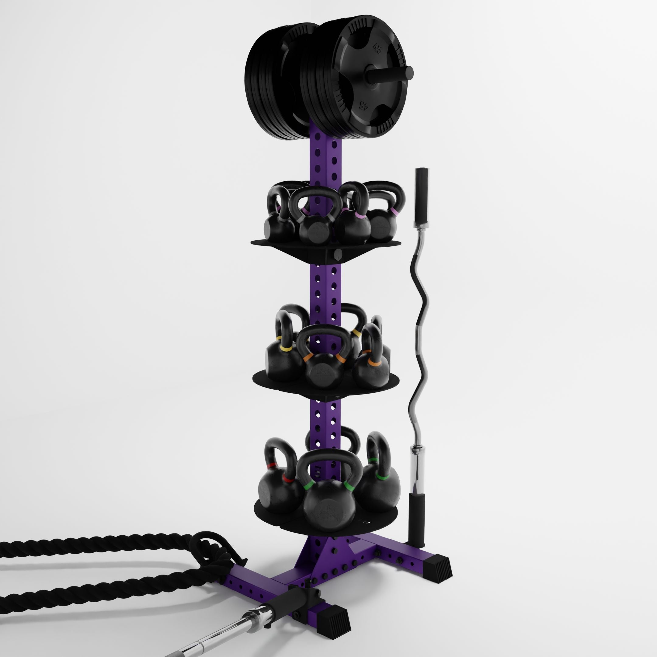 Delta PK | 4-Tier Vertical Hybrid Plate and Kettlebell Storage Rack