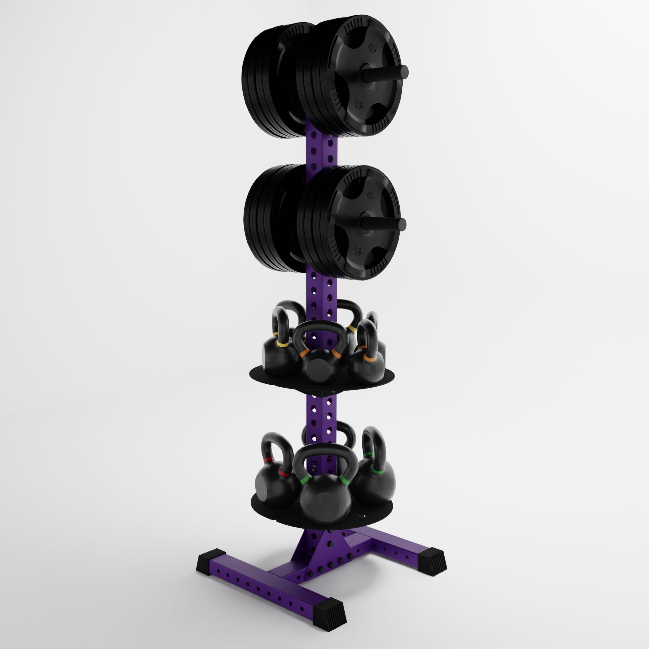 Delta PK | 4-Tier Vertical Hybrid Plate and Kettlebell Storage Rack