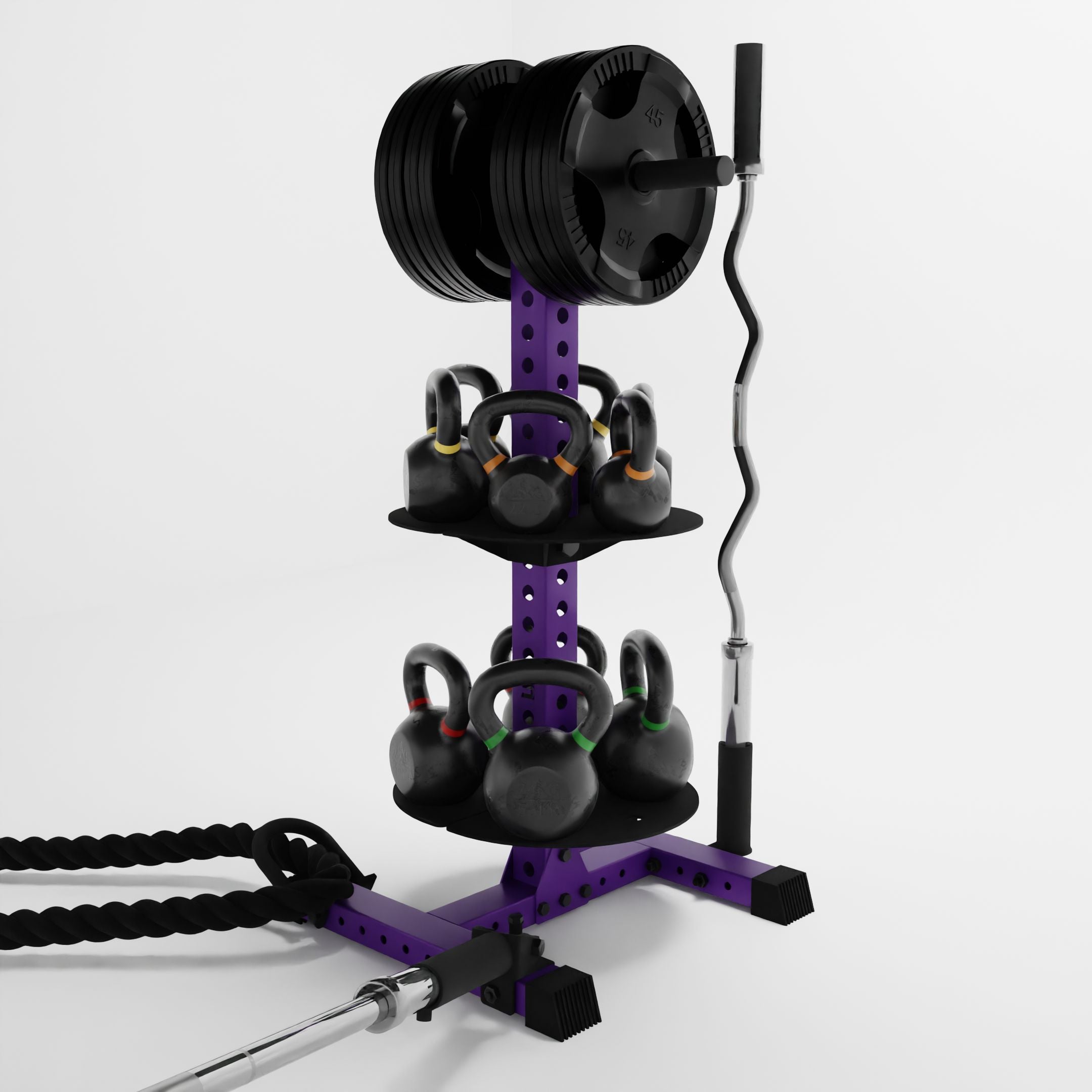 Alpha PK | 3-Tier Vertical Hybrid Plate and Kettlebell Storage Rack