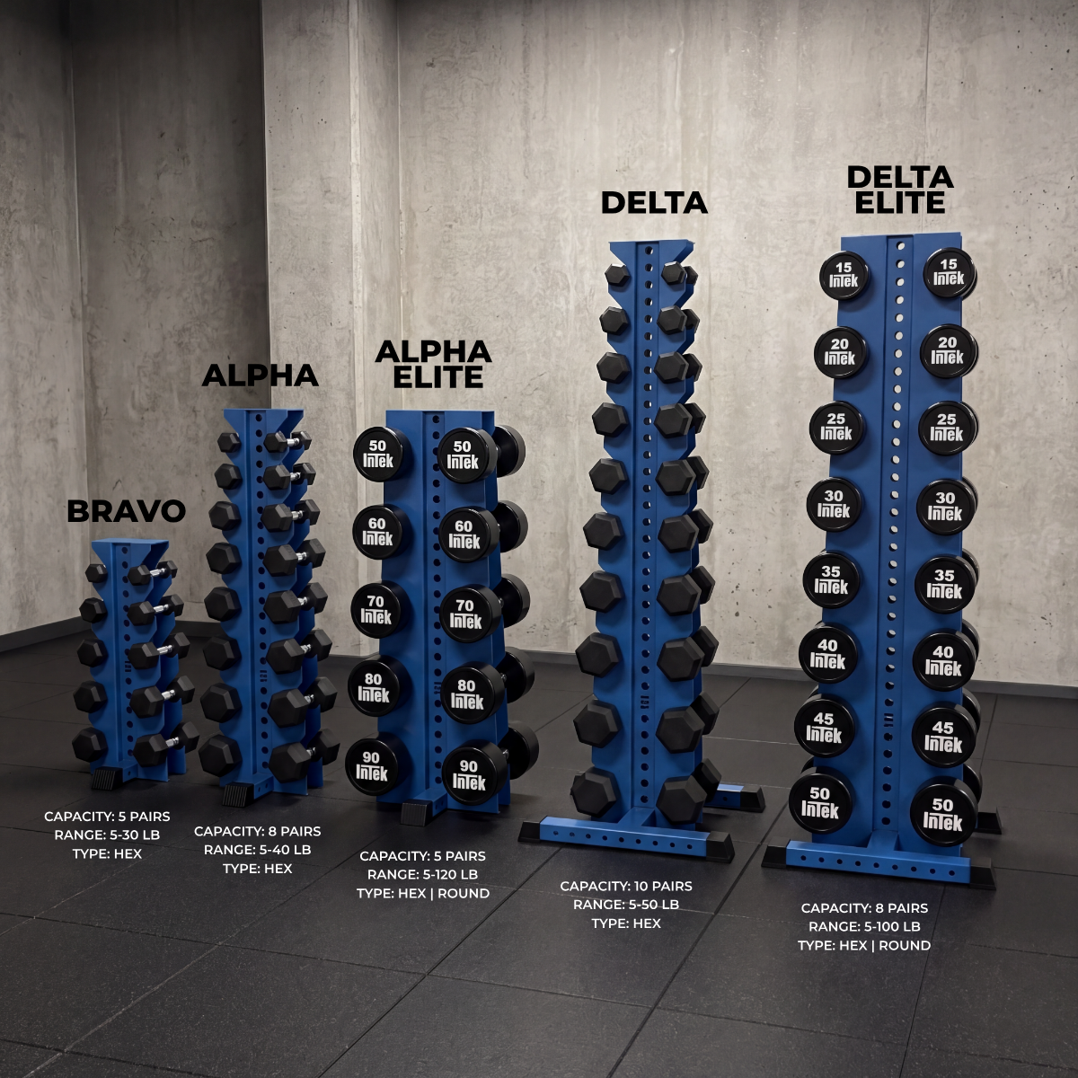 Alpha | 8-Tier Vertical Dumbbell Storage Rack