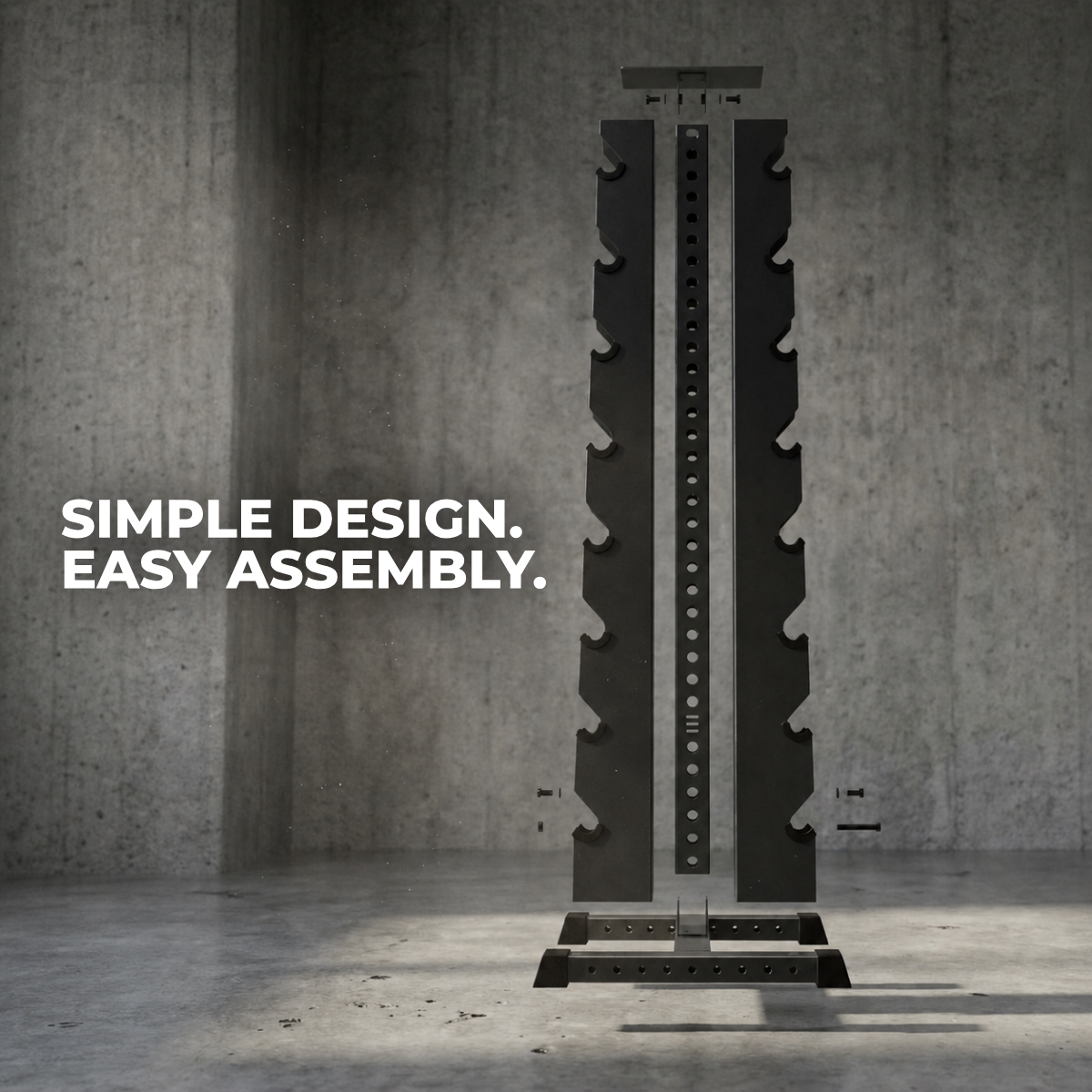 delta elite 8-tier vertical dumbbell rack exploded view of parts and hardware