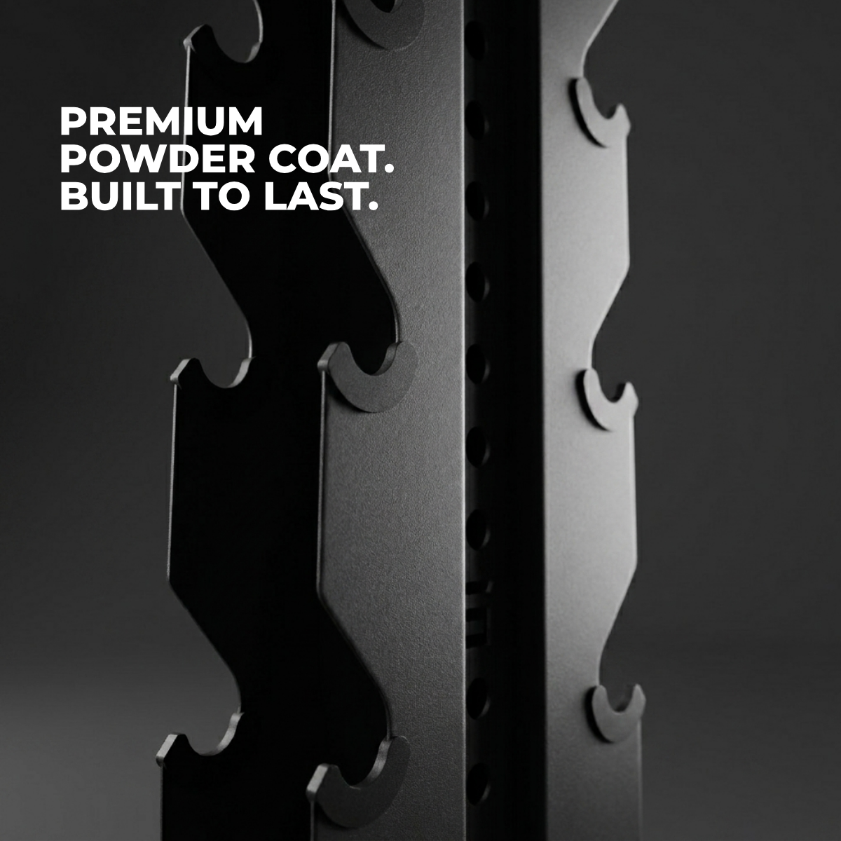 delta elite 8-tier vertical dumbbell storage rack in a home gym