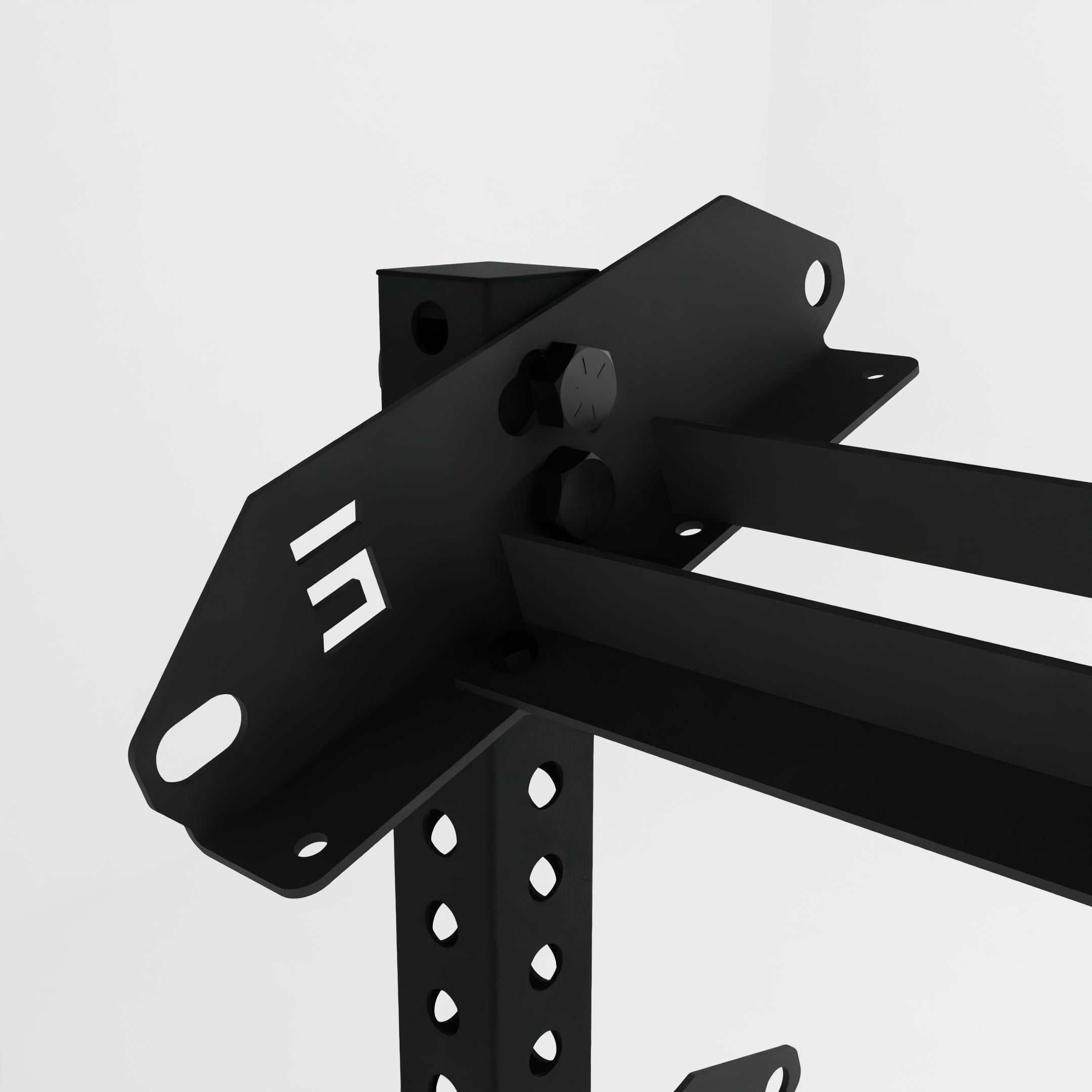 black 43-inch alpha 3-tier horizontal dumbbell rack close up view