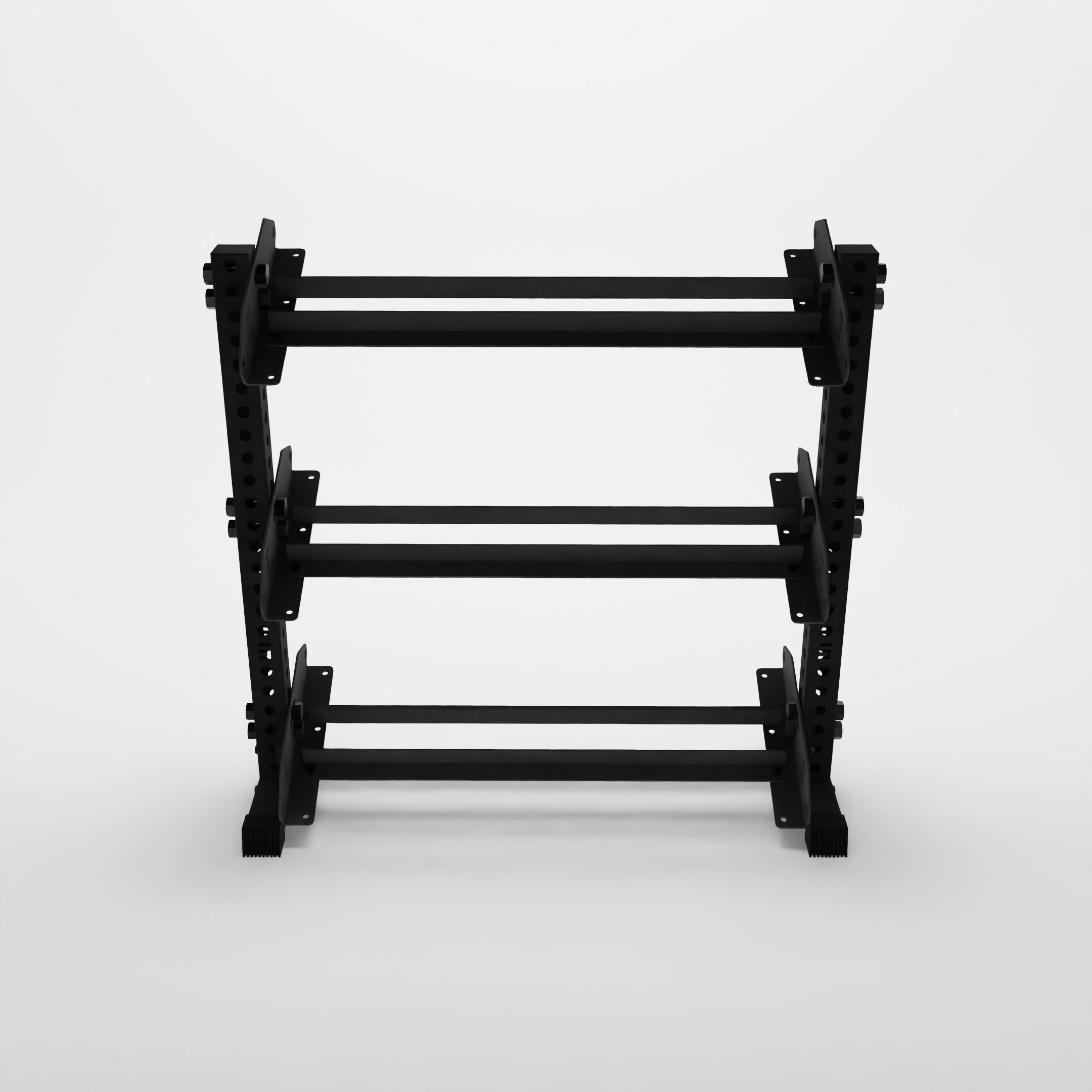 black 43-inch alpha 3-tier horizontal dumbbell rack