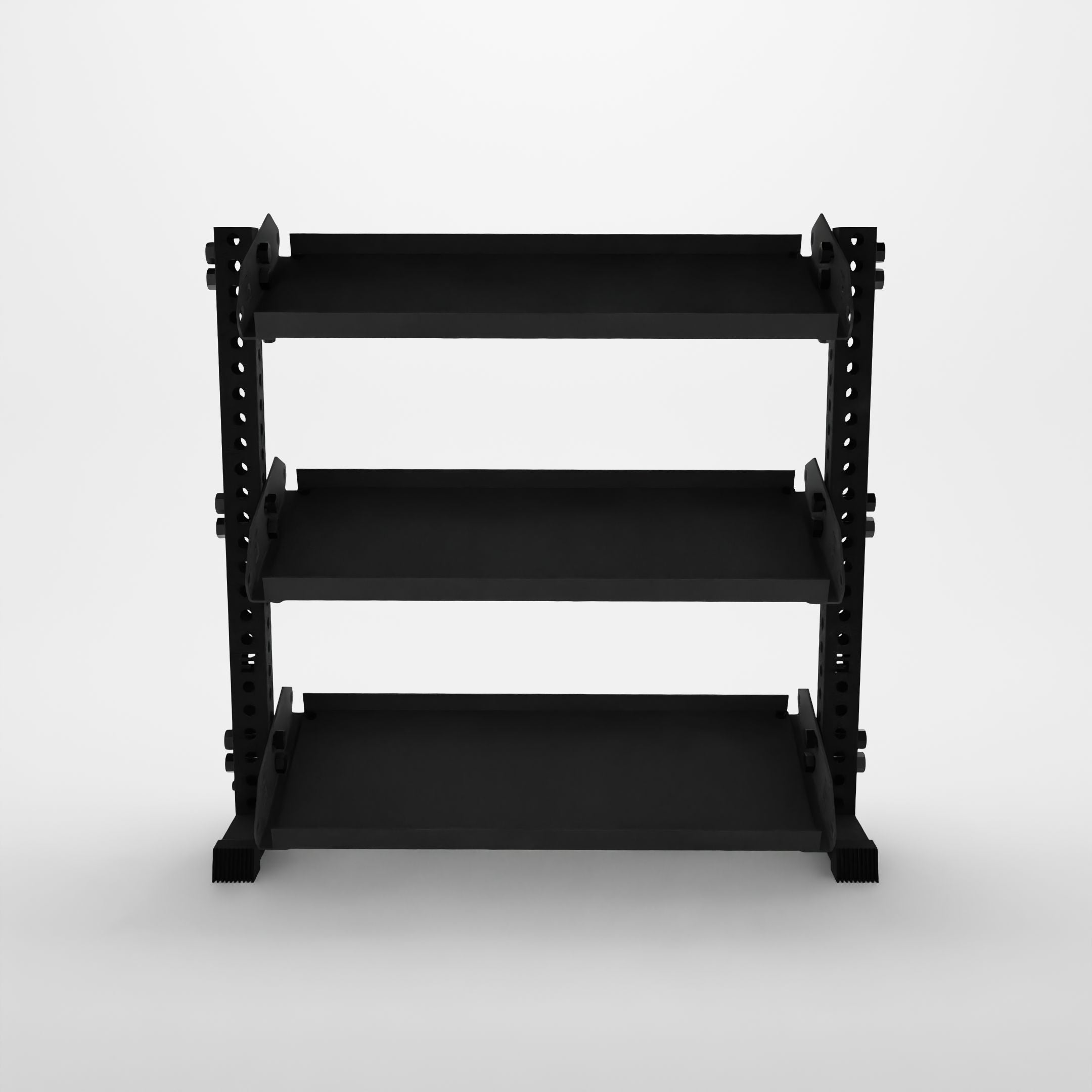 black 43-inch alpha 3-tier horizontal dumbbell rack flat shelf