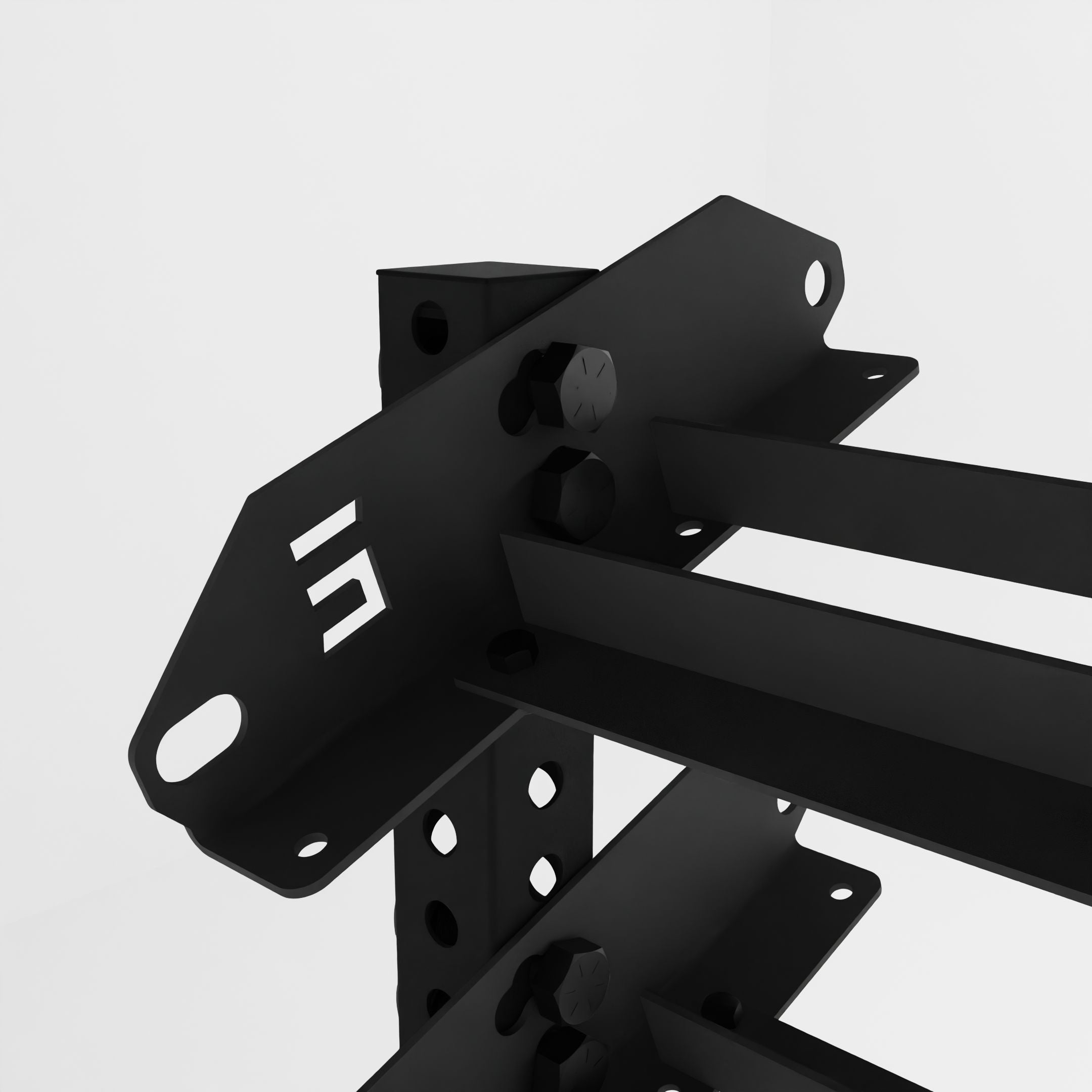 black 43-inch alpha 4-tier horizontal dumbbell rack close-up view