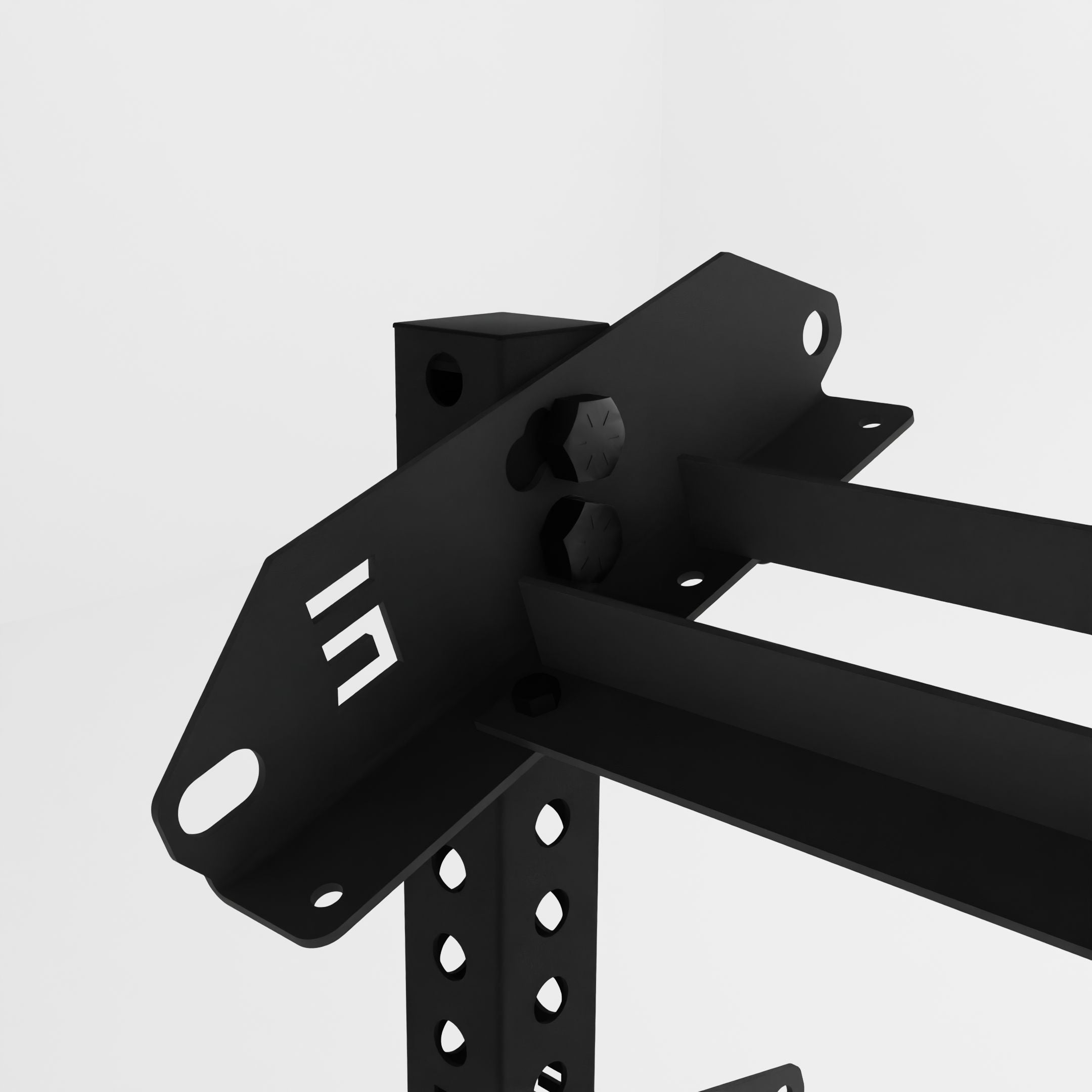 black 43-inch bravo 2-tier horizontal dumbbell rack close up view