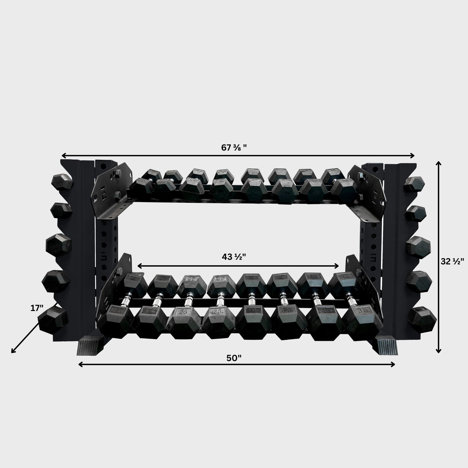 Modular Horizontal Rack for Dumbbells, Plates, & Kettlebells