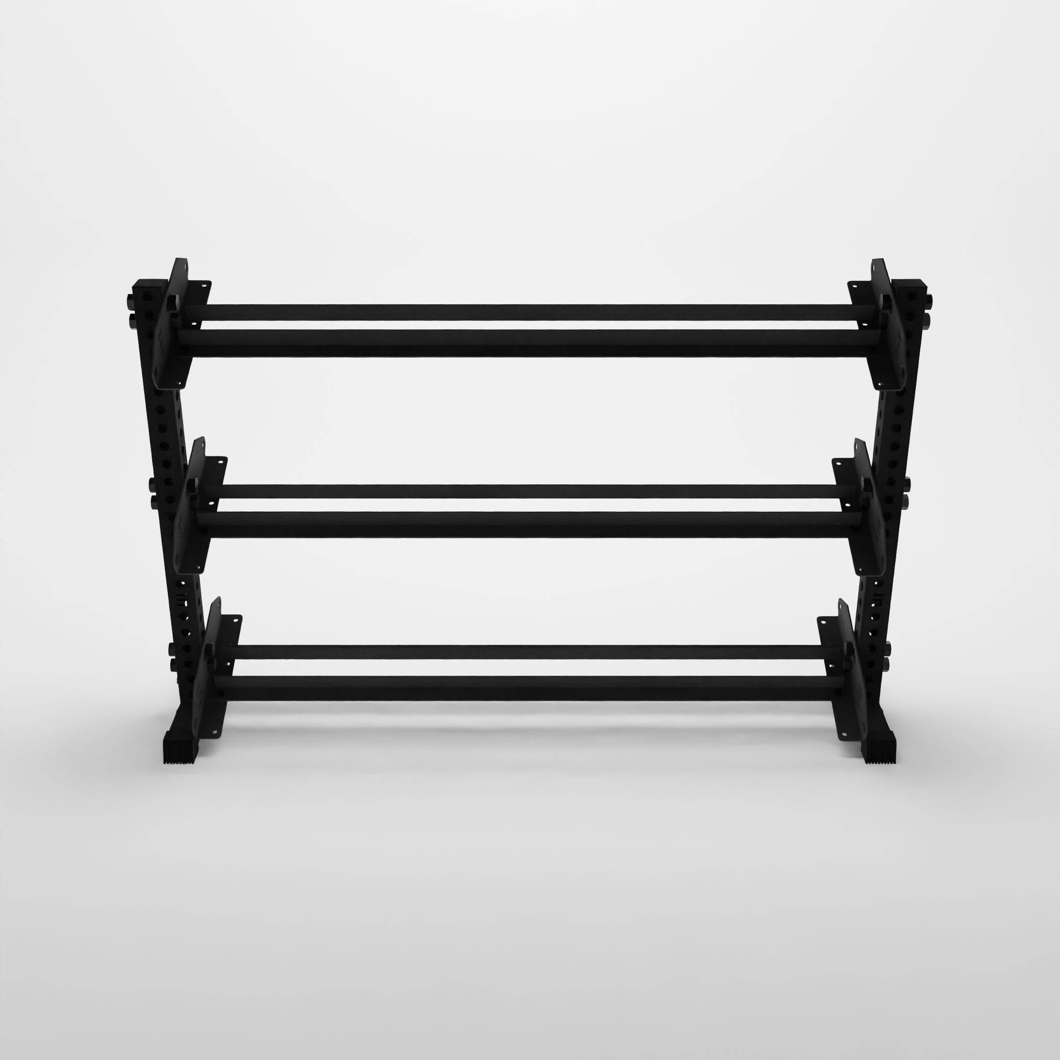 black 70-inch alpha 3-tier horizontal dumbbell rack