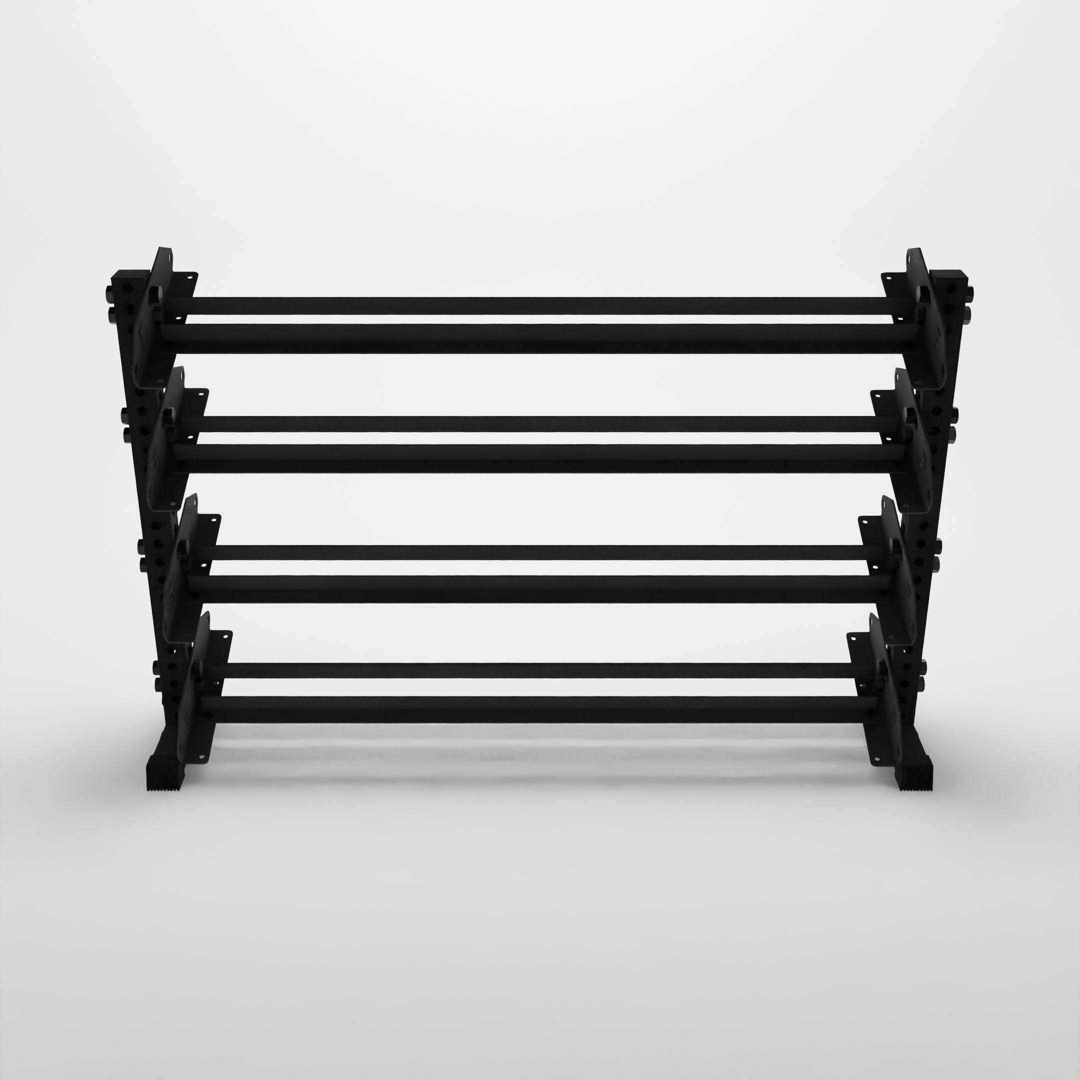 black 70-inch alpha 4-tier horizontal dumbbell rack