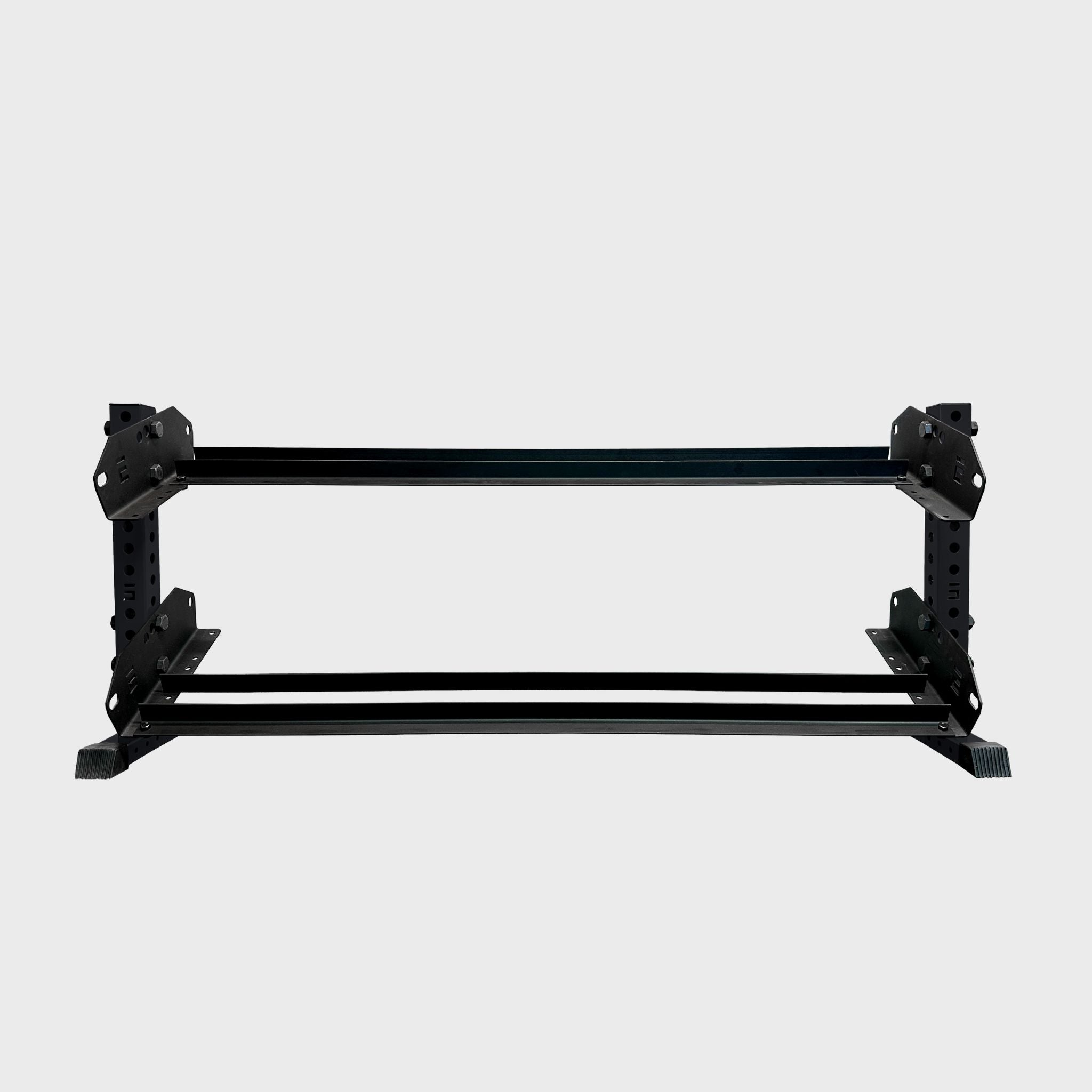 black empty 70-inch bravo 2-tier horizontal dumbbell storage rack