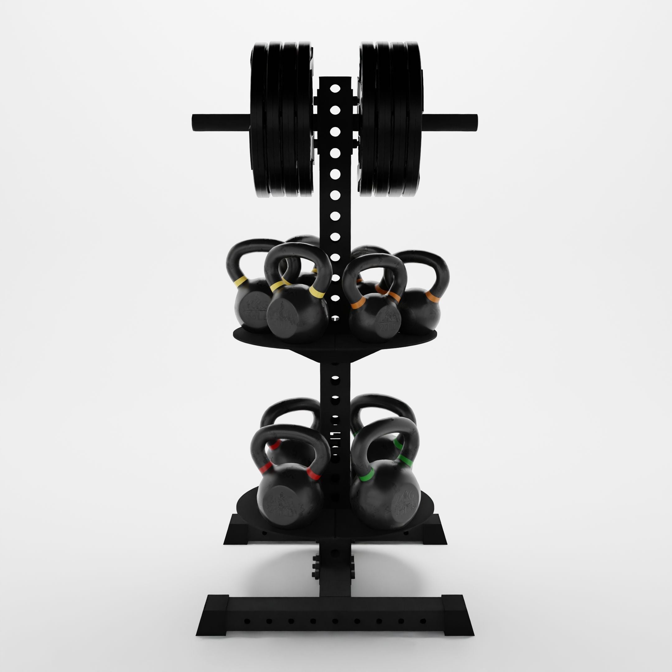 Alpha Vertical Storage Bundle for Dumbbells, Plates, and Kettlebells
