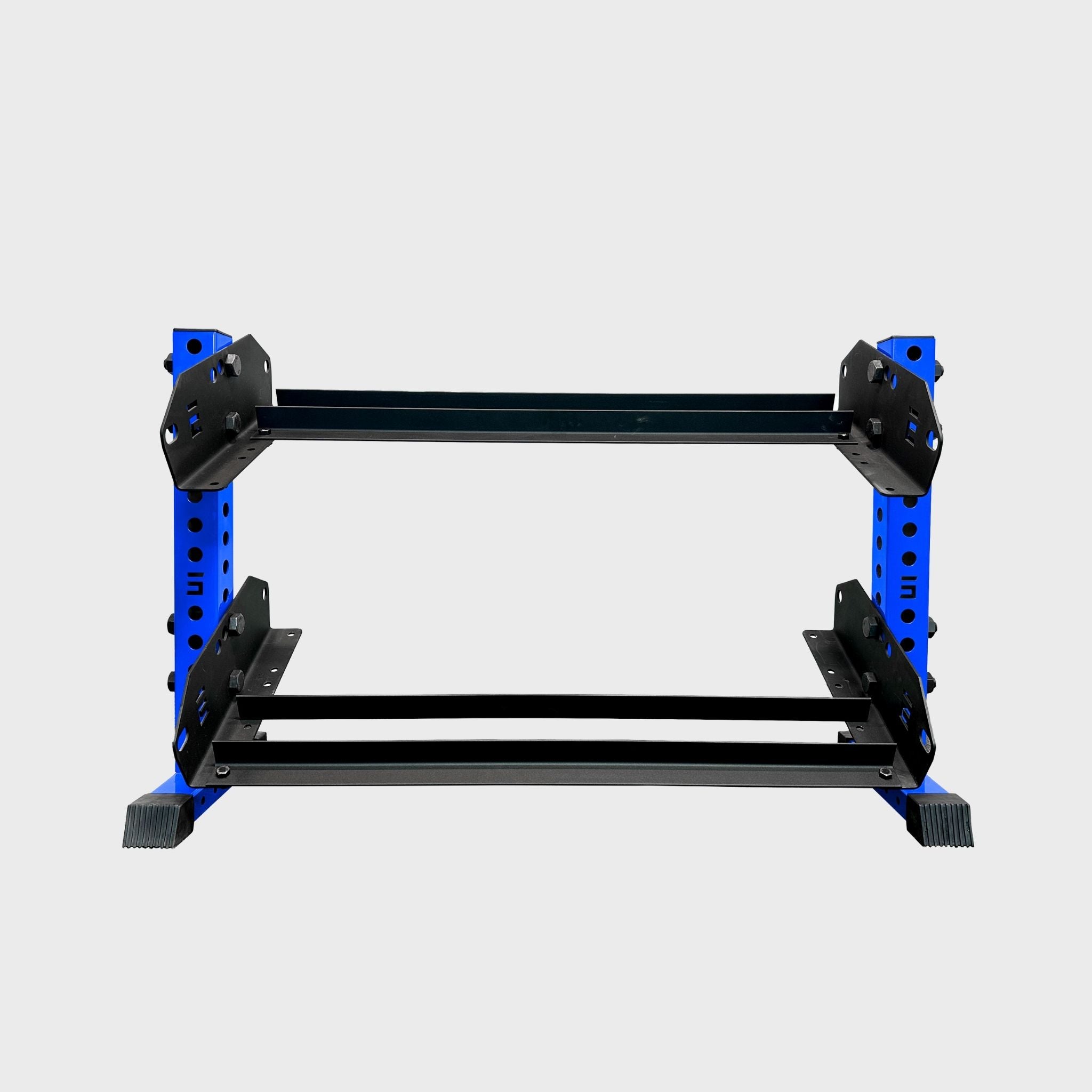 blue empty 43-inch bravo 2-tier horizontal dumbbell storage rack