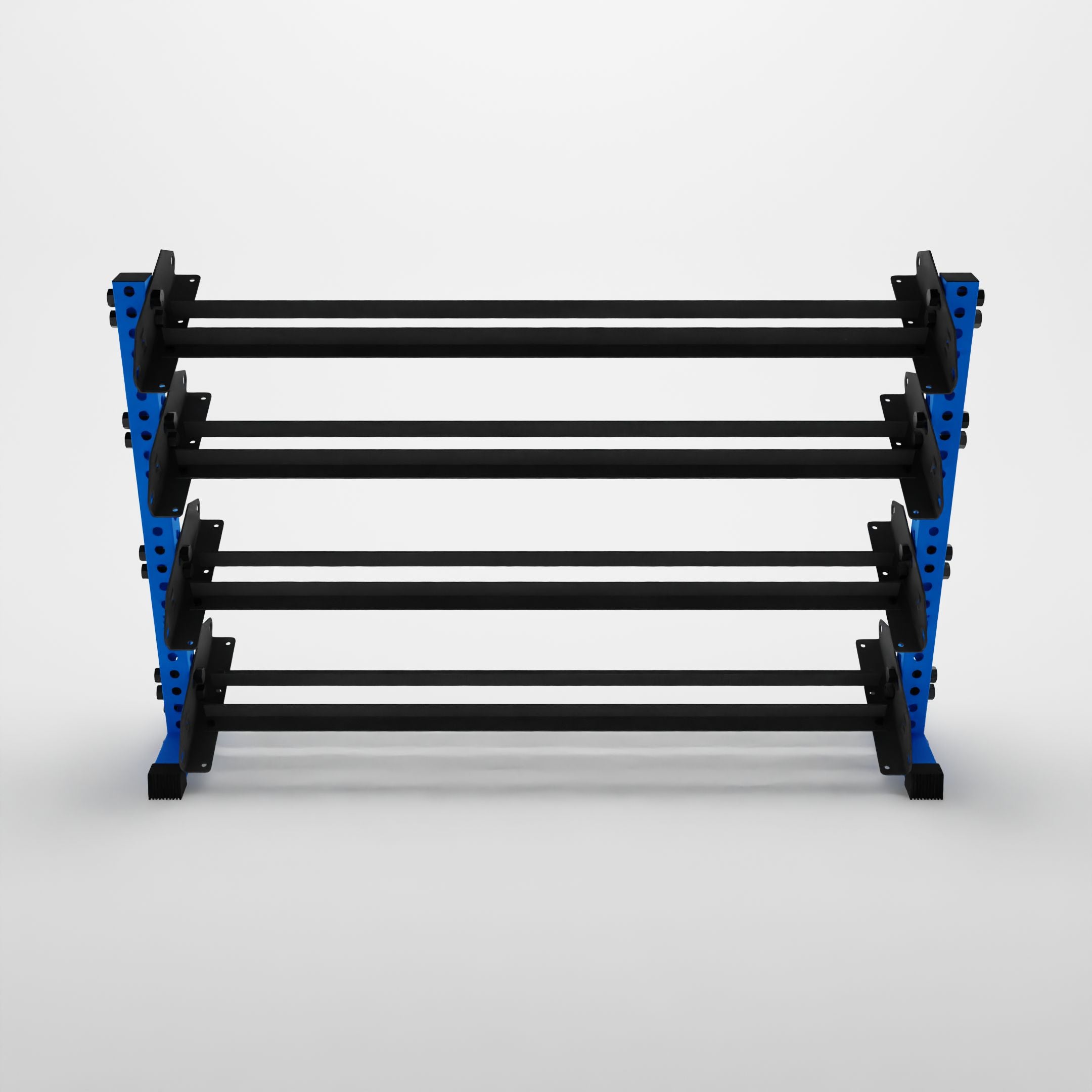 blue 70-inch alpha 4-tier horizontal dumbbell rack