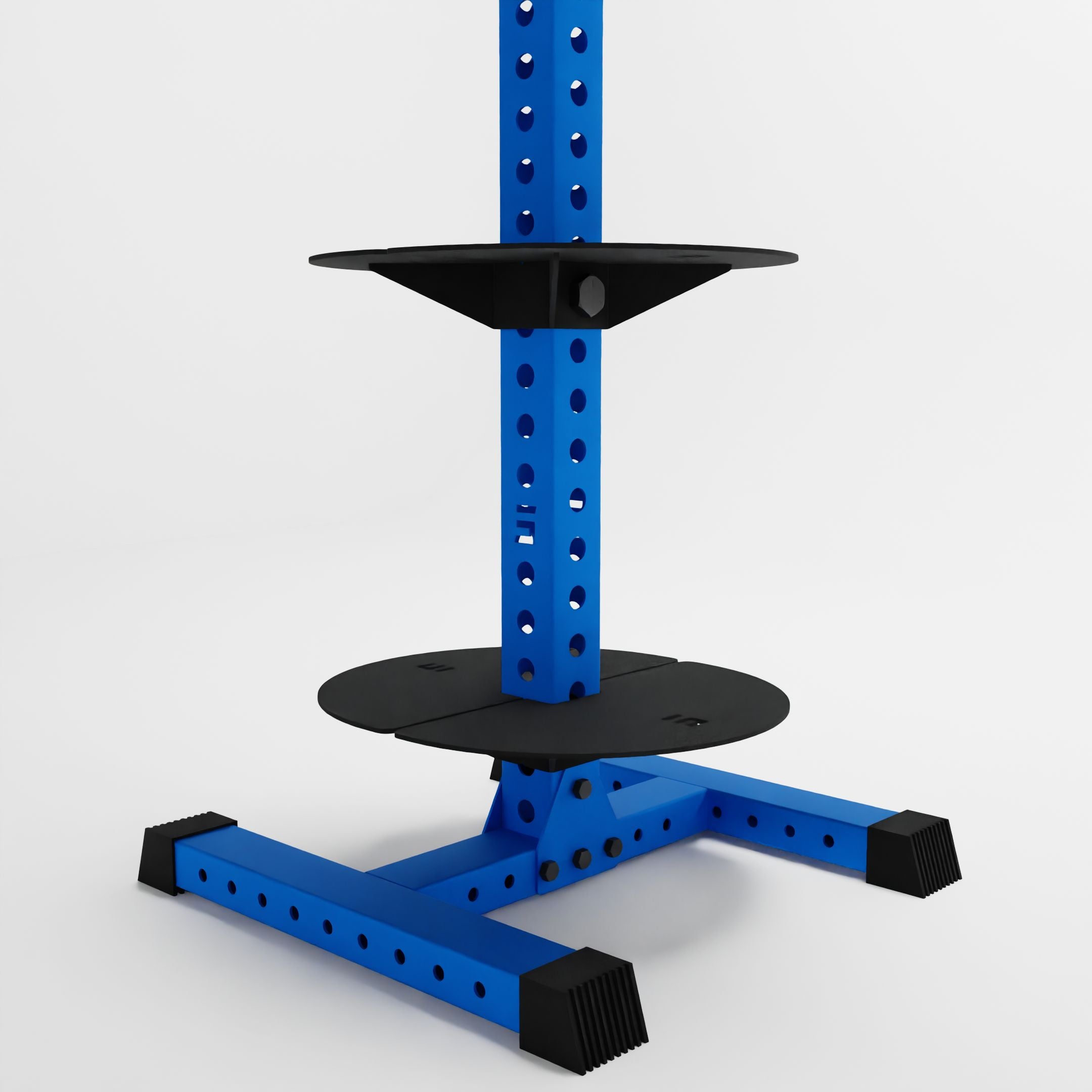 blue alpha pk vertical hybrid plate and kettlebell storage rack base