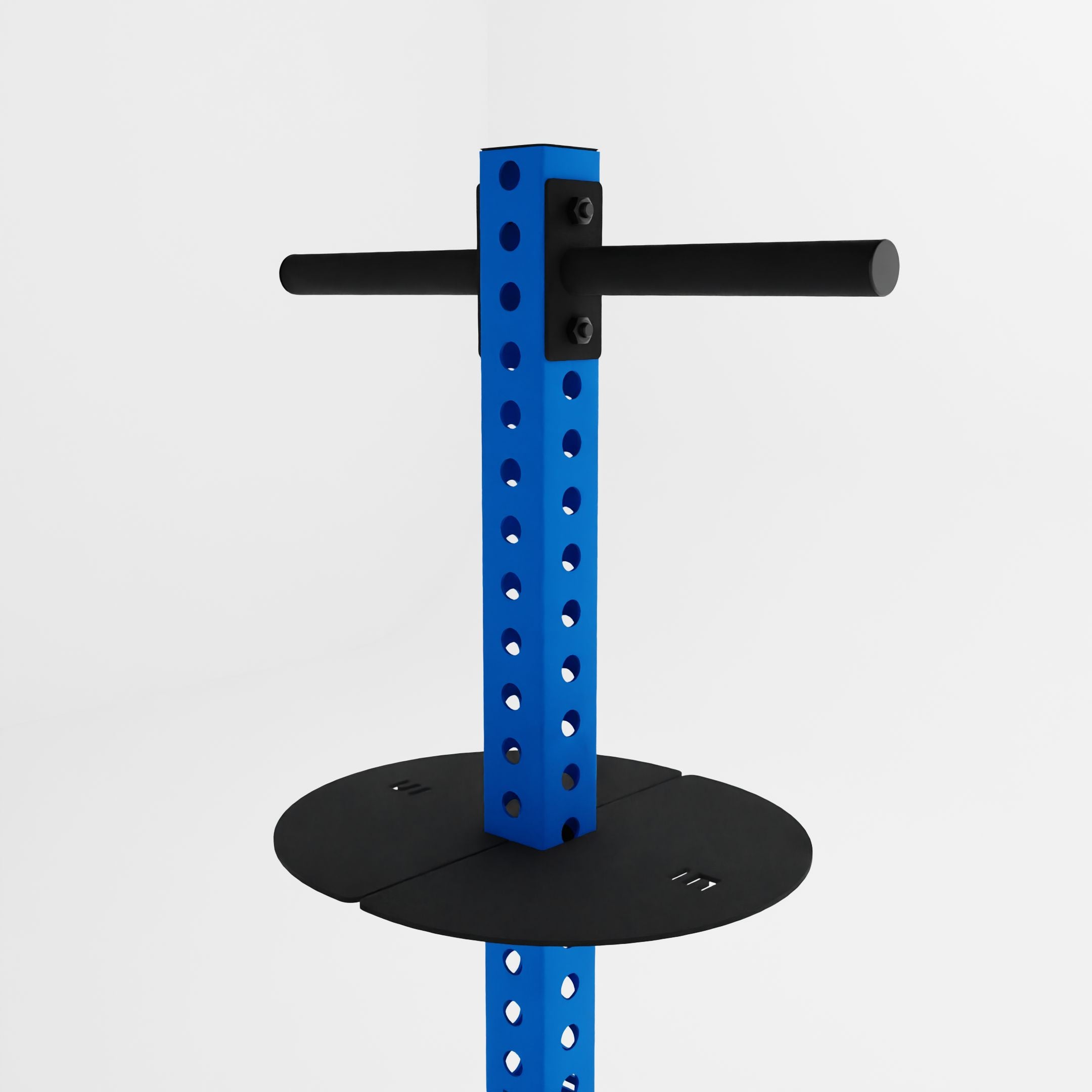 blue alpha pk vertical hybrid plate and kettlebell storage rack top