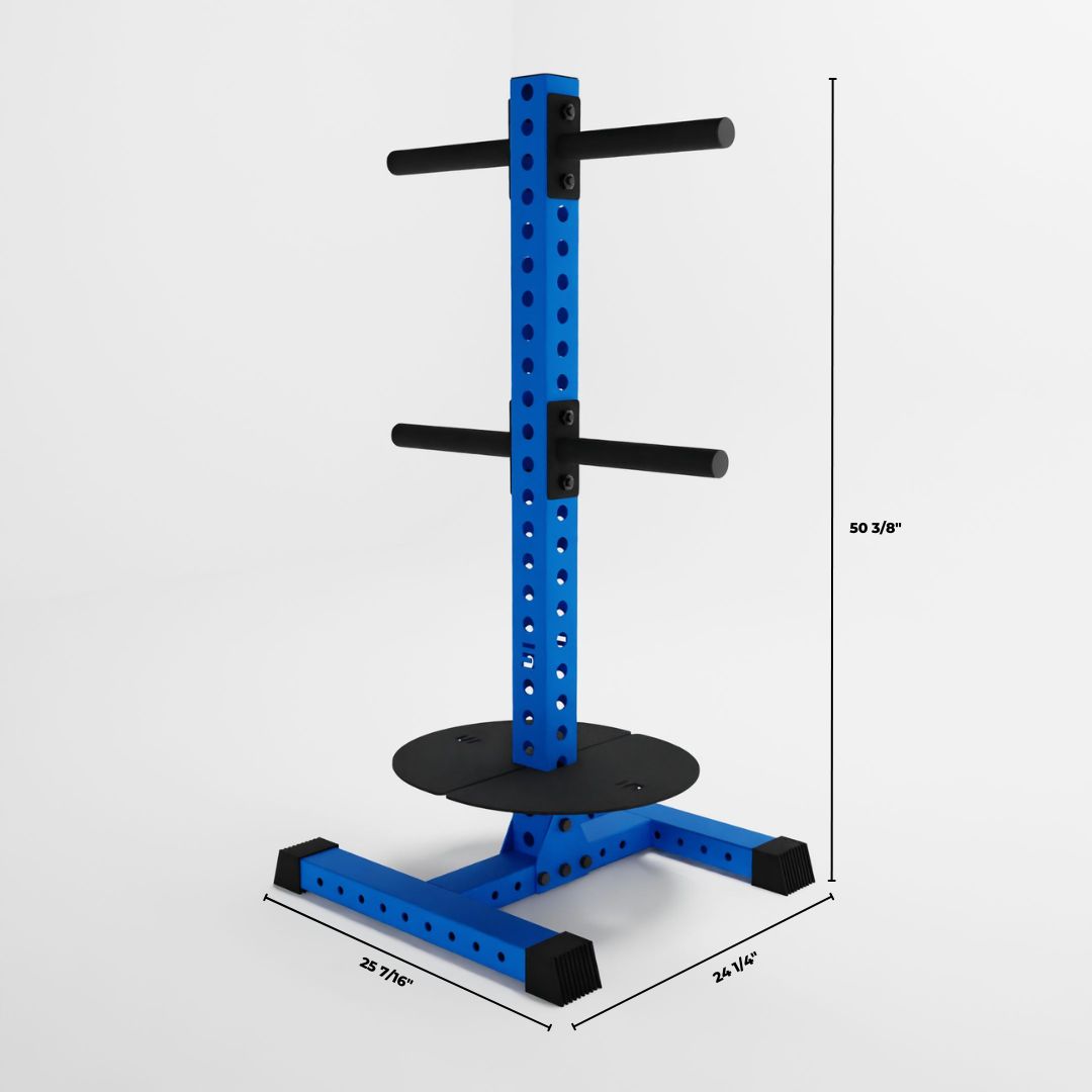 blue alpha pk vertical hybrid plate and kettlebells storage rack dimensions