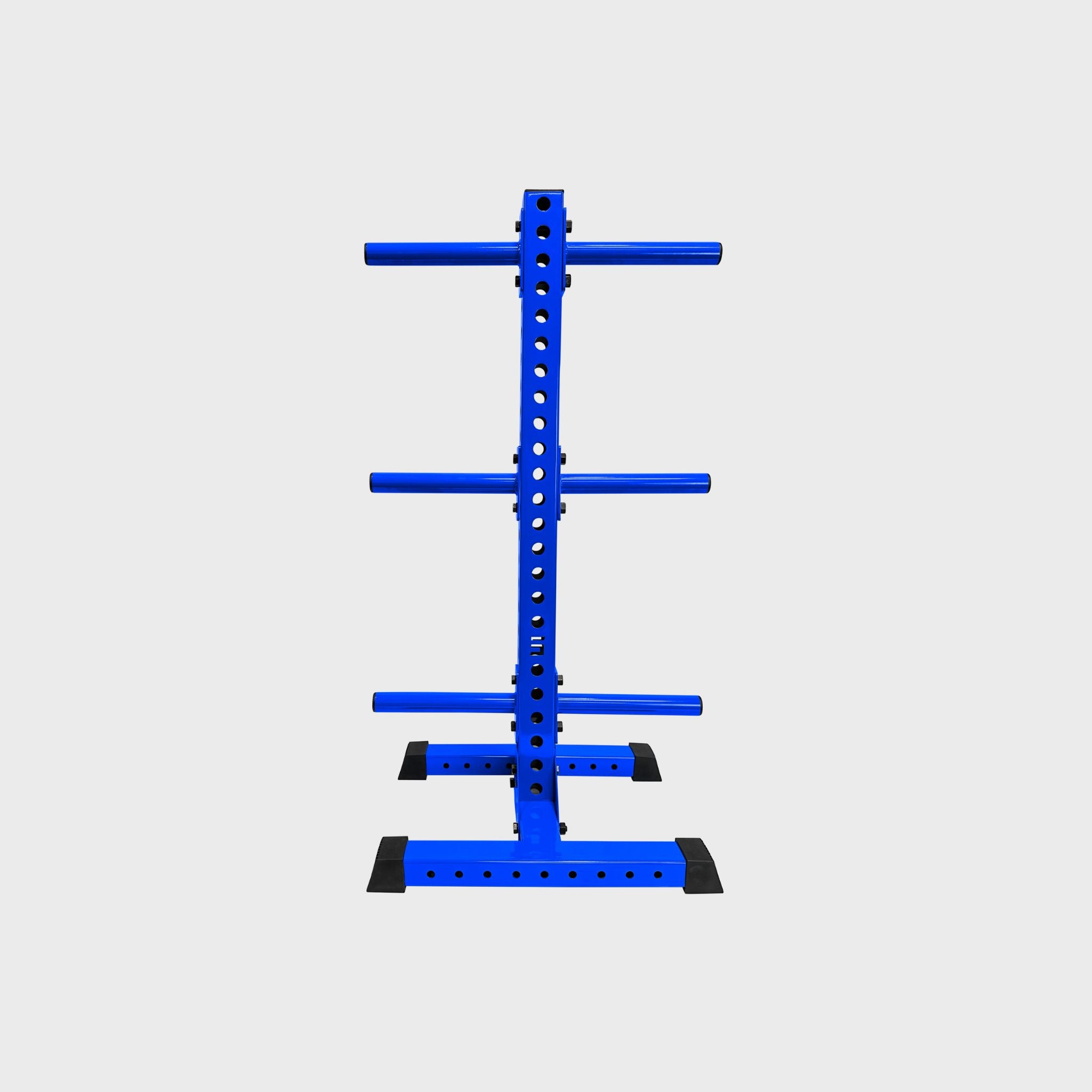 blue vertical weight plate storage tree with six weight plate holders