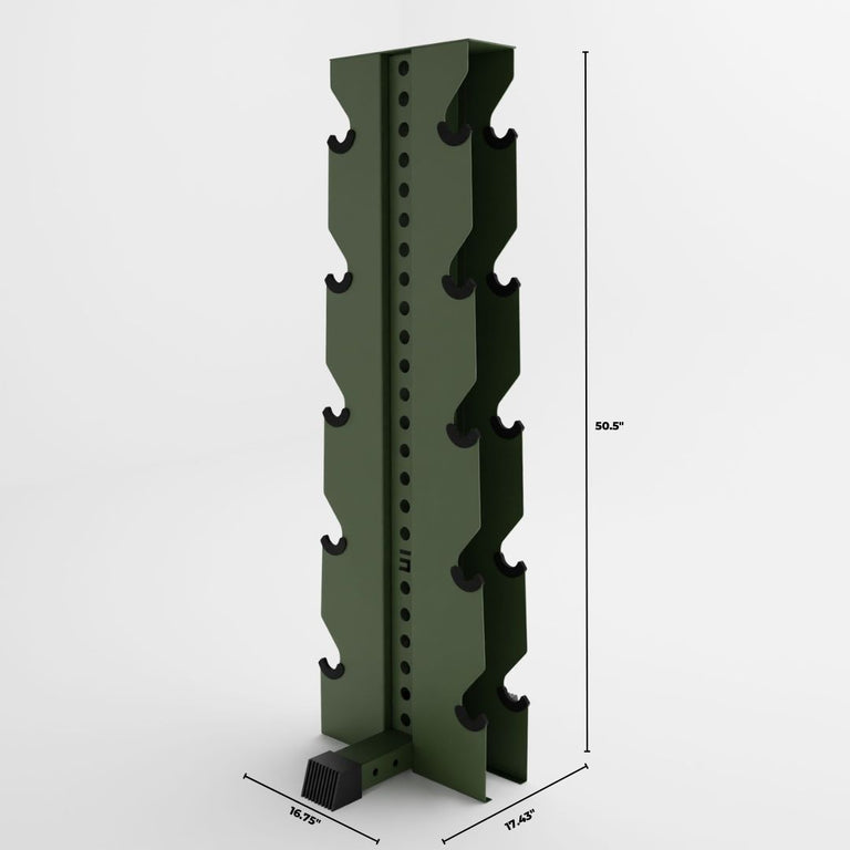 green alpha elite vertical dumbbell storage rack dimensions