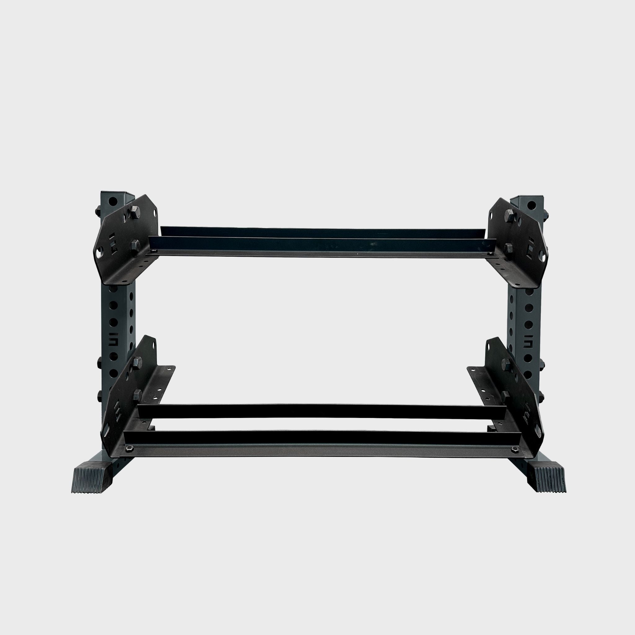 grey empty 43-inch bravo 2-tier horizontal dumbbell storage rack