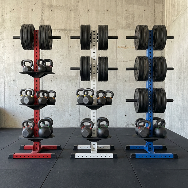 DELTA PK 4-TIER VERTICAL HYBRID PLATE & KETTLEBELL STORAGE RACK