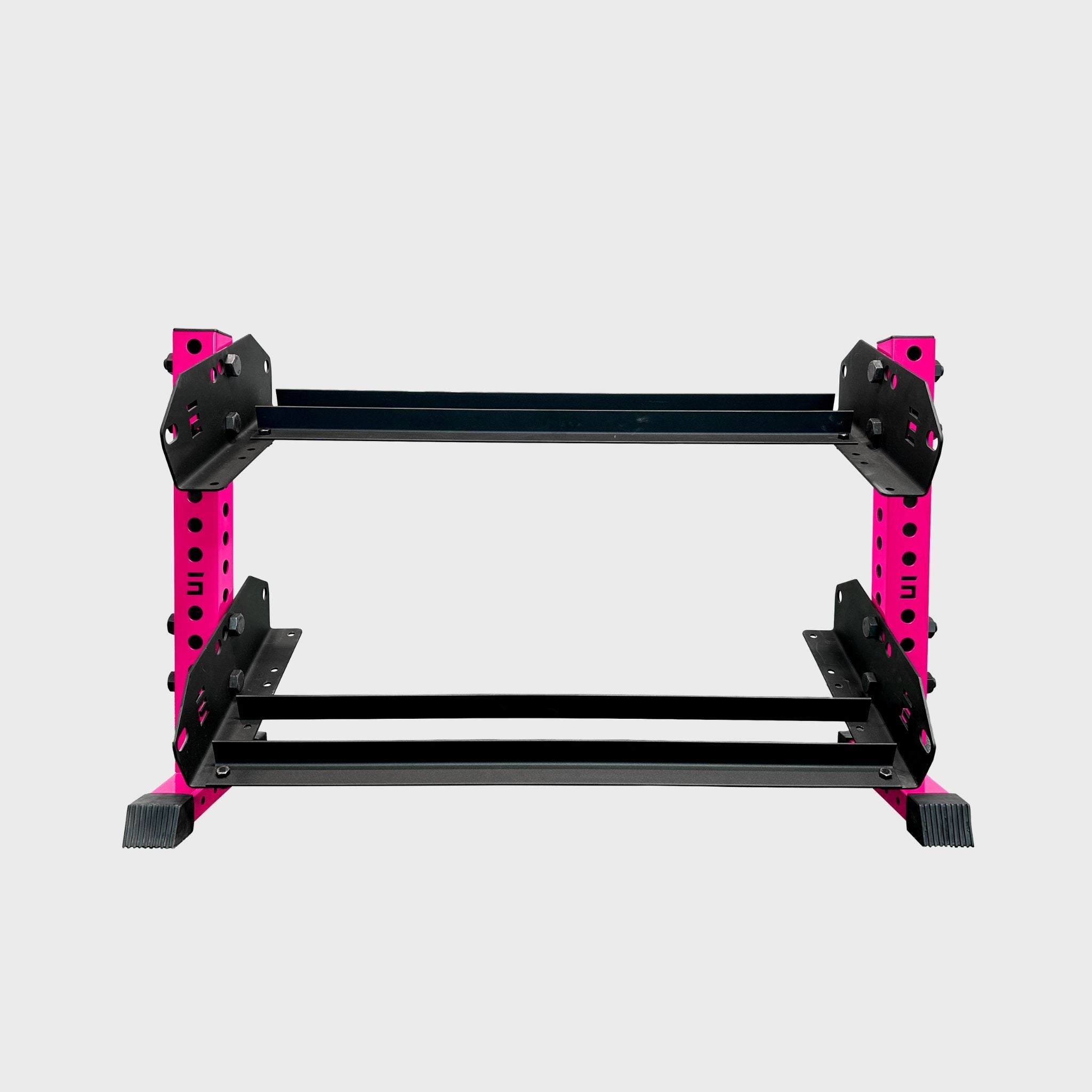 hot pink empty 43-inch bravo 2-tier horizontal dumbbell storage rack