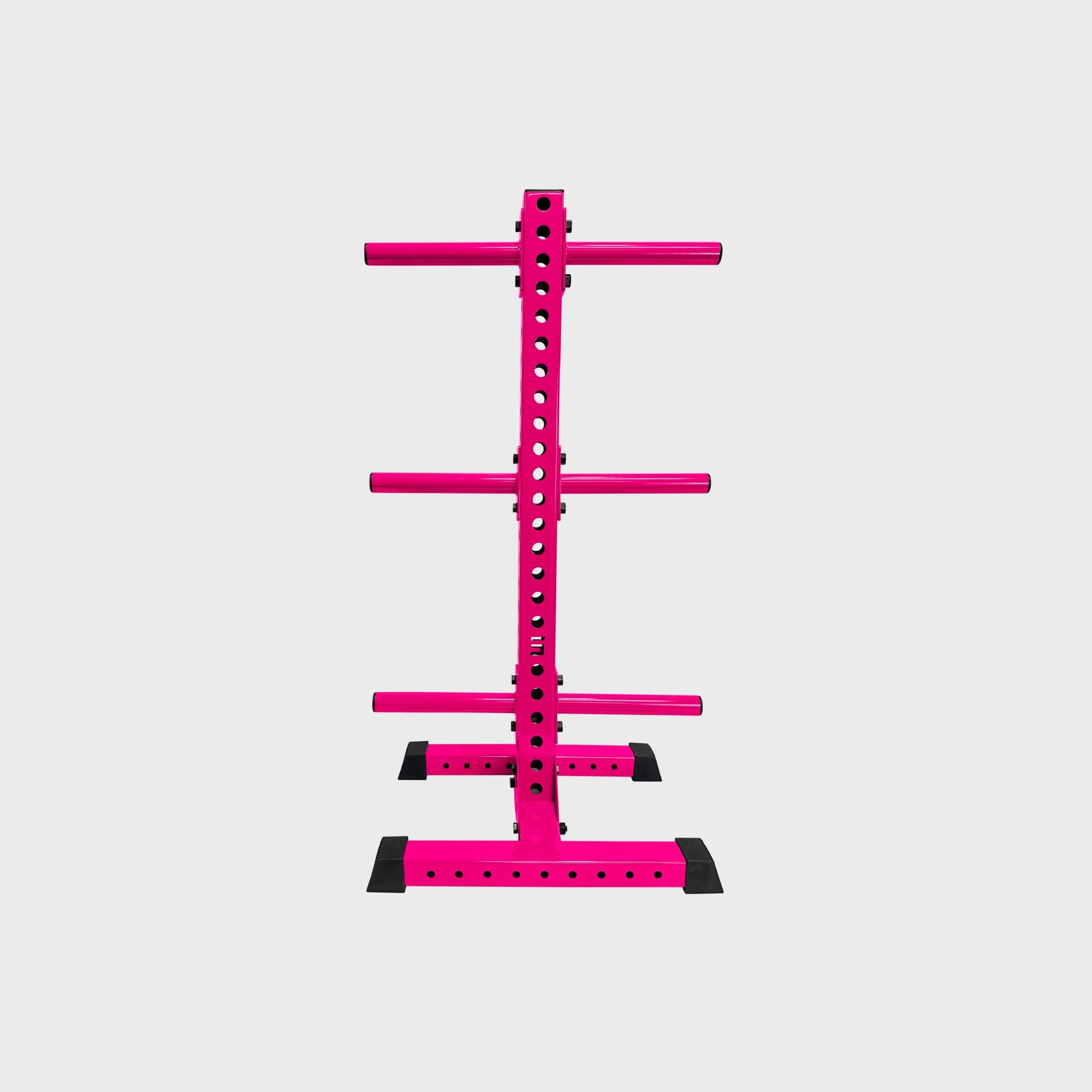 hot pink vertical weight plate storage tree with six weight plate holders