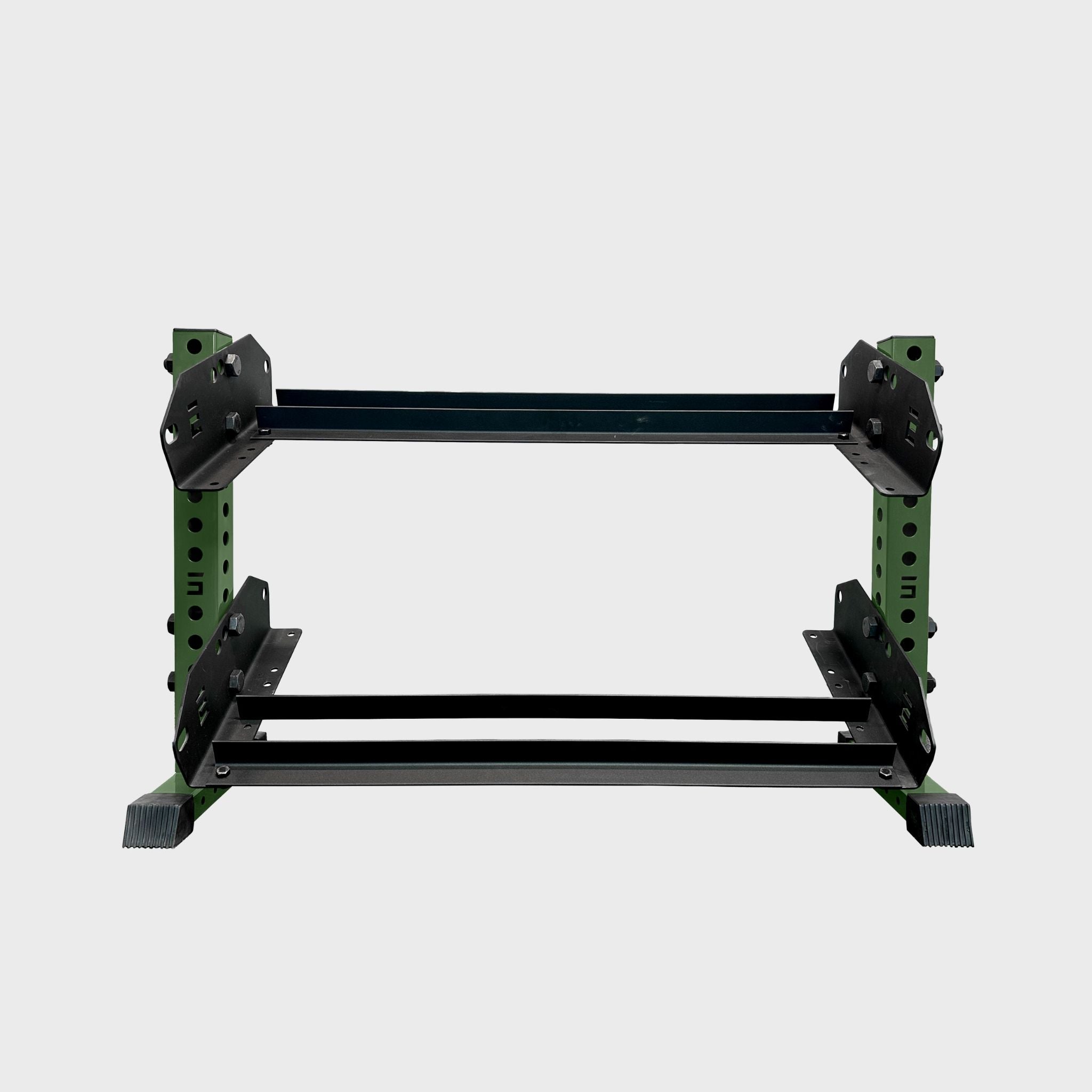 military green empty 43-inch bravo 2-tier horizontal dumbbell storage rack