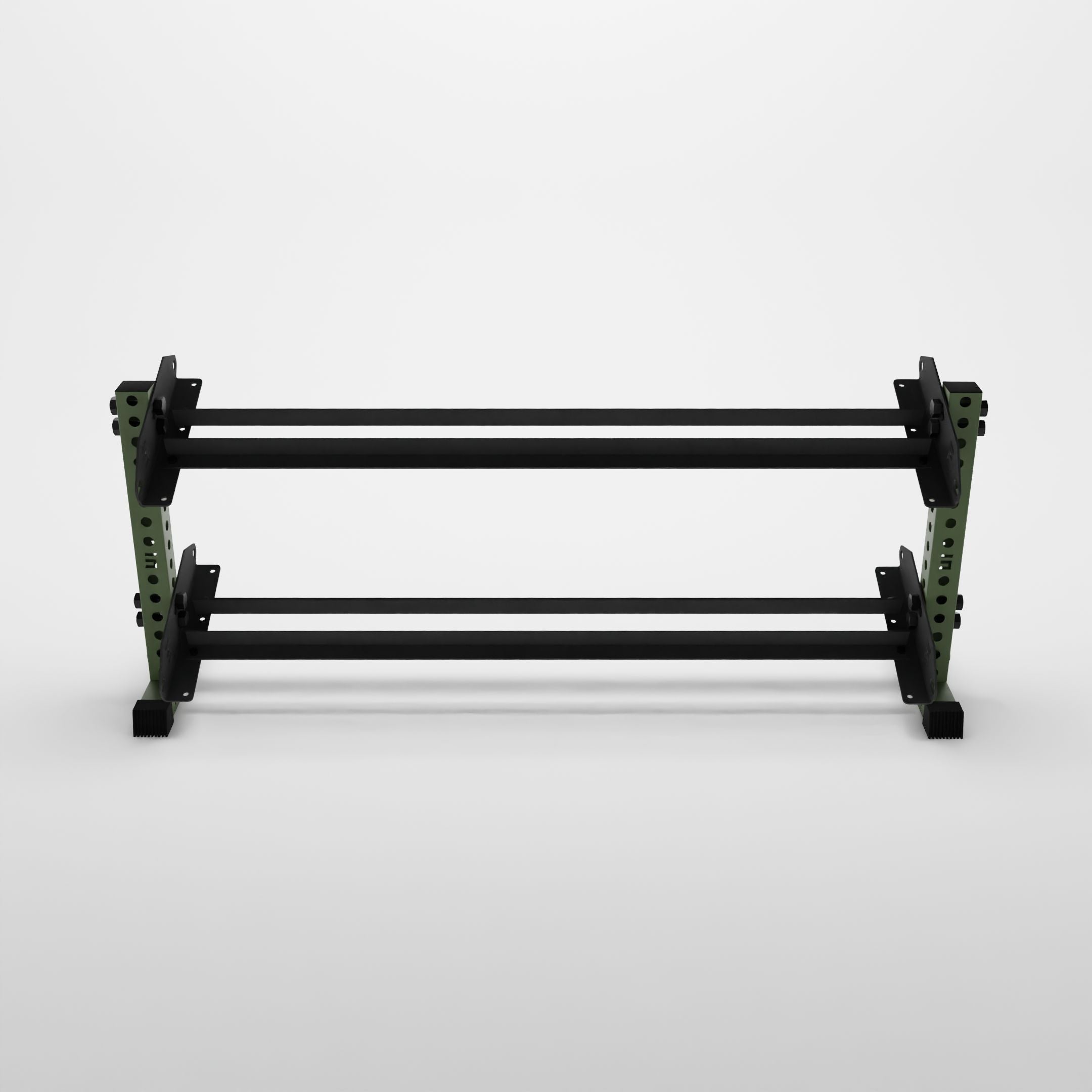 military green 70-inch bravo 2-tier horizontal dumbbell rack