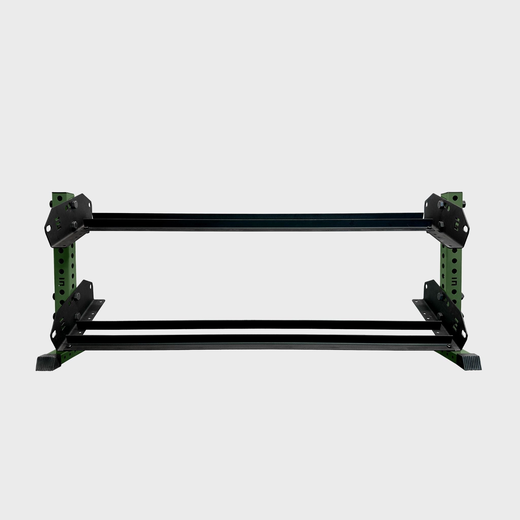 military green empty 70-inch bravo 2-tier horizontal dumbbell storage rack