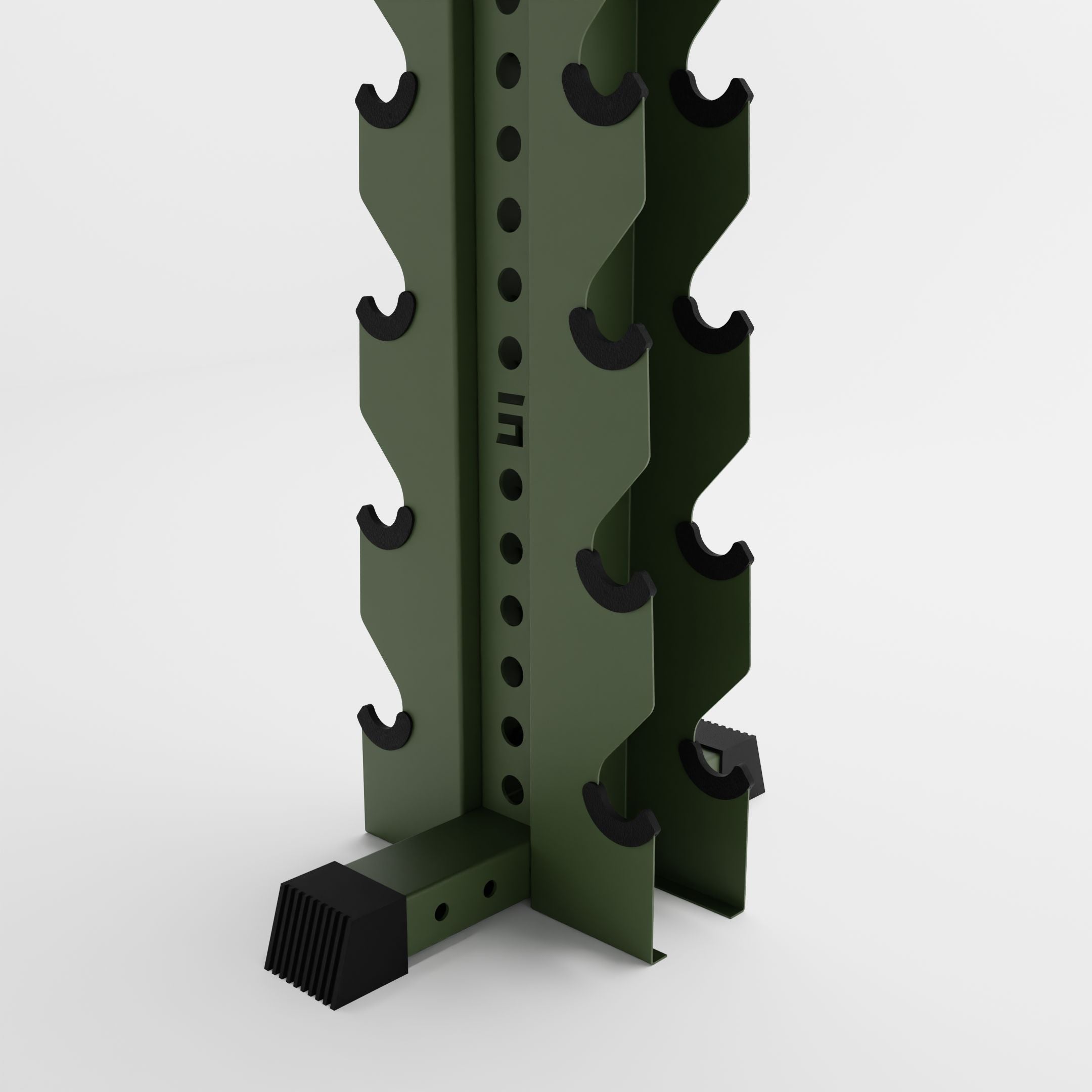 military green alpha 8-tier vertical dumbbell storage rack base