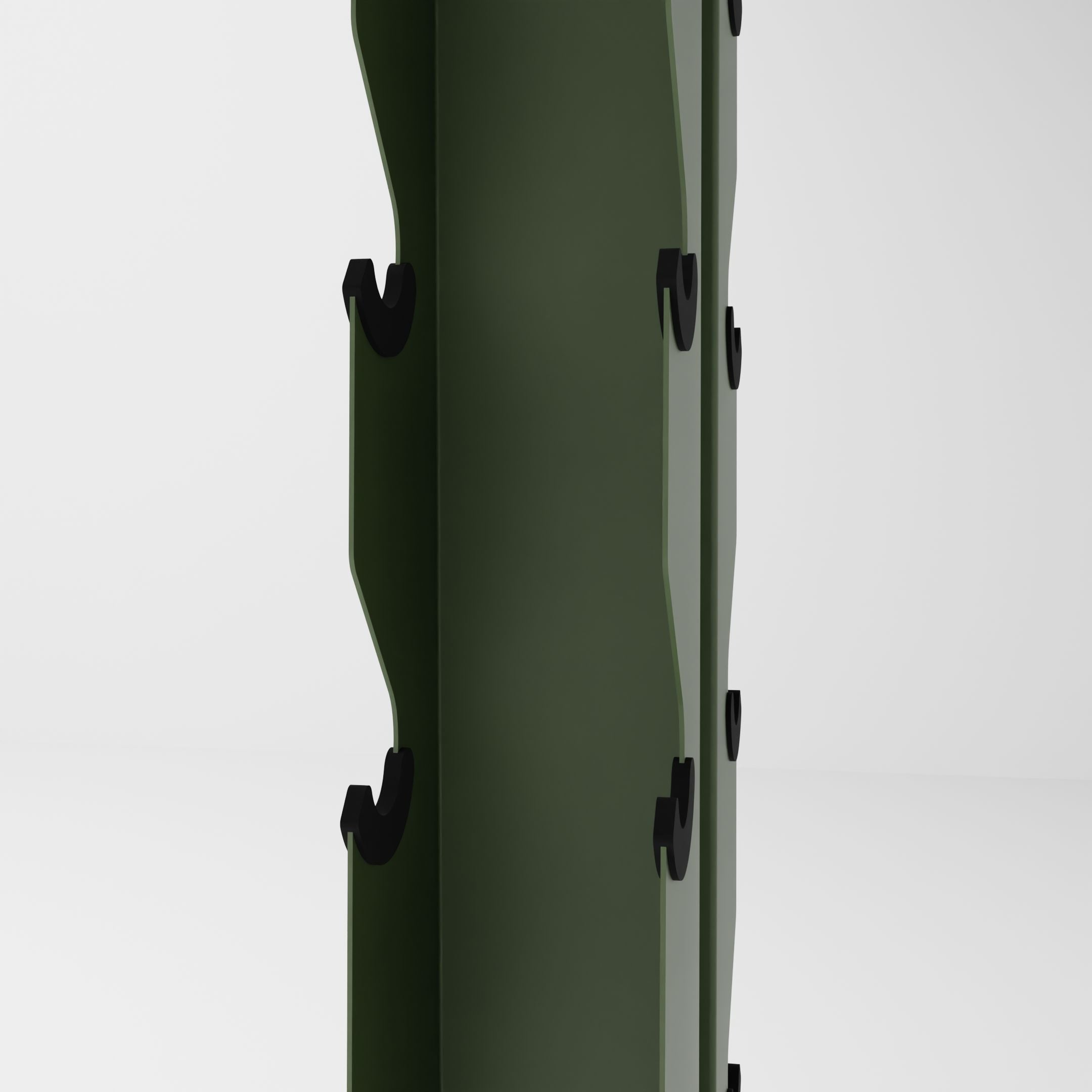 military green alpha 8-tier vertical dumbbell storage rack middle side view