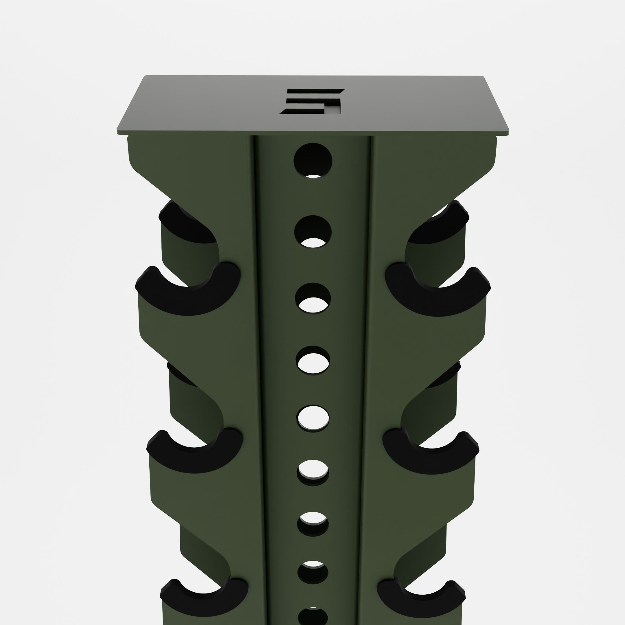 military green alpha 8-tier vertical dumbbell storage rack top