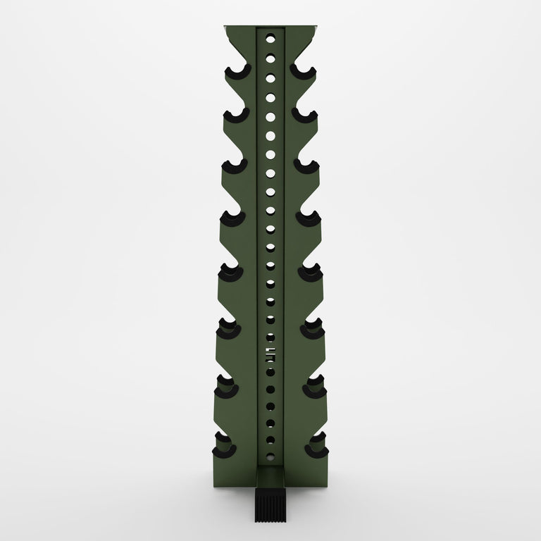 military green alpha 8-tier vertical dumbbell storage rack