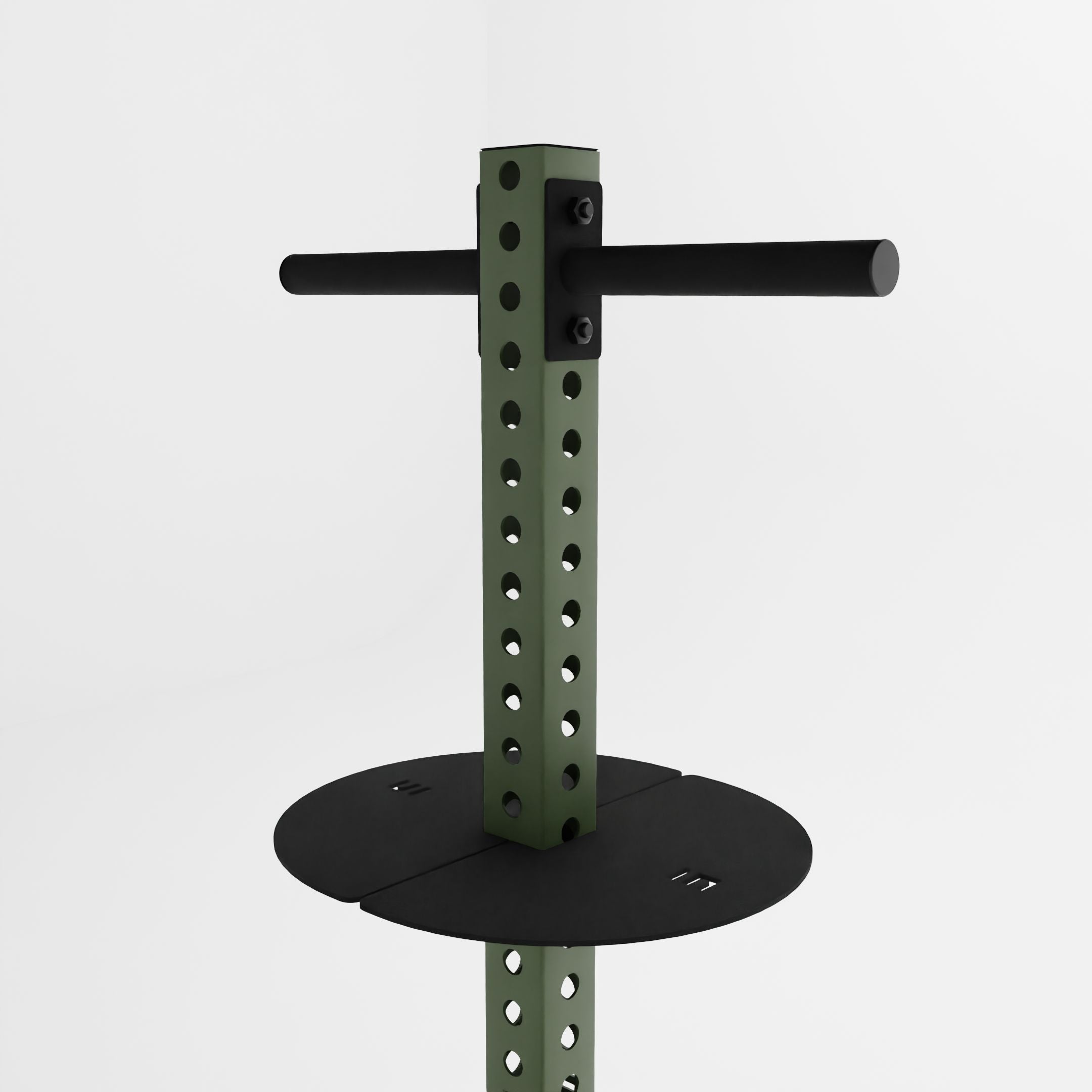 military green alpha pk vertical hybrid plate and kettlebell storage rack top