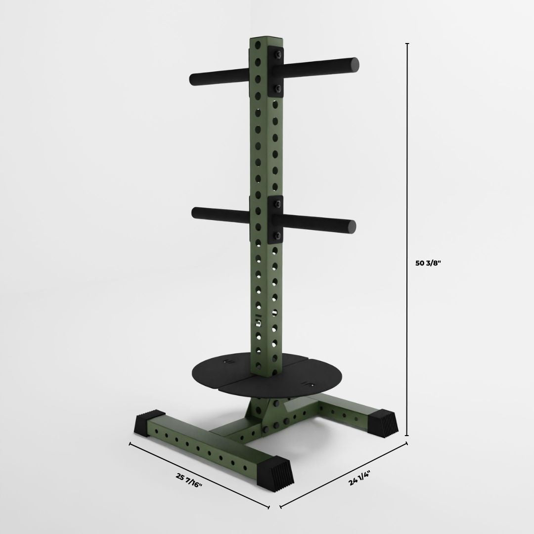 military green alpha pk vertical hybrid plate and kettlebell storage rack dimensions